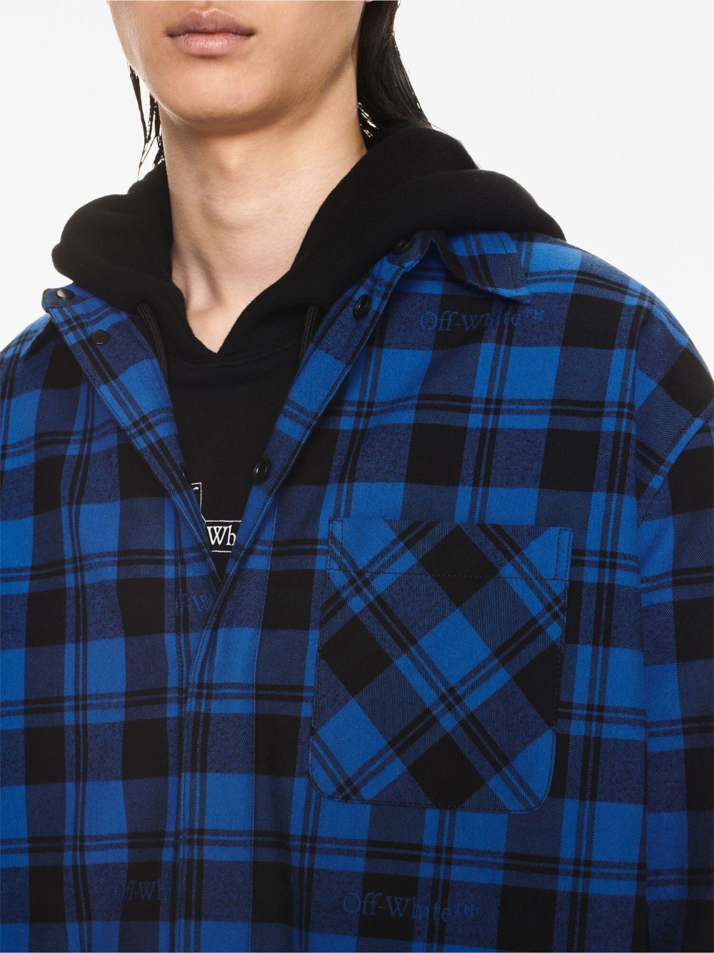 Off-white Oversized Check Pattern Paint Detail Overshirt - Image 5