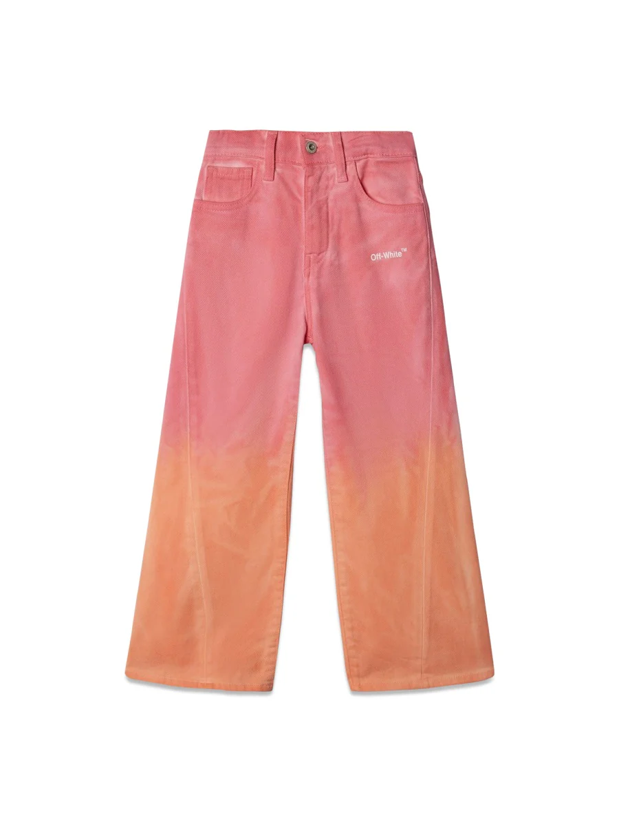 Off-white Wide Leg Cotton Trousers for Girls