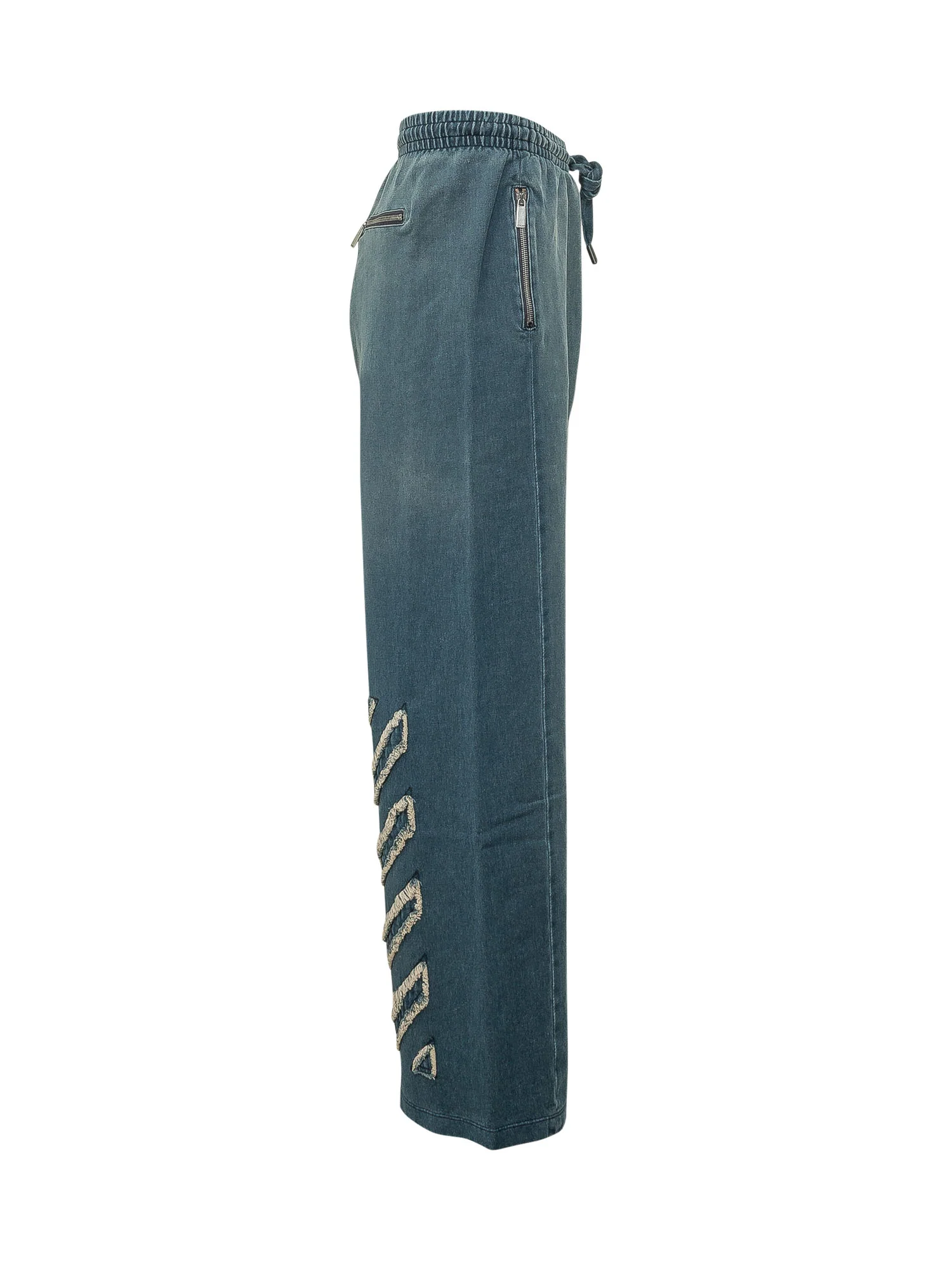 Off-white Wide-Leg Trousers with Drawstring - Image 3