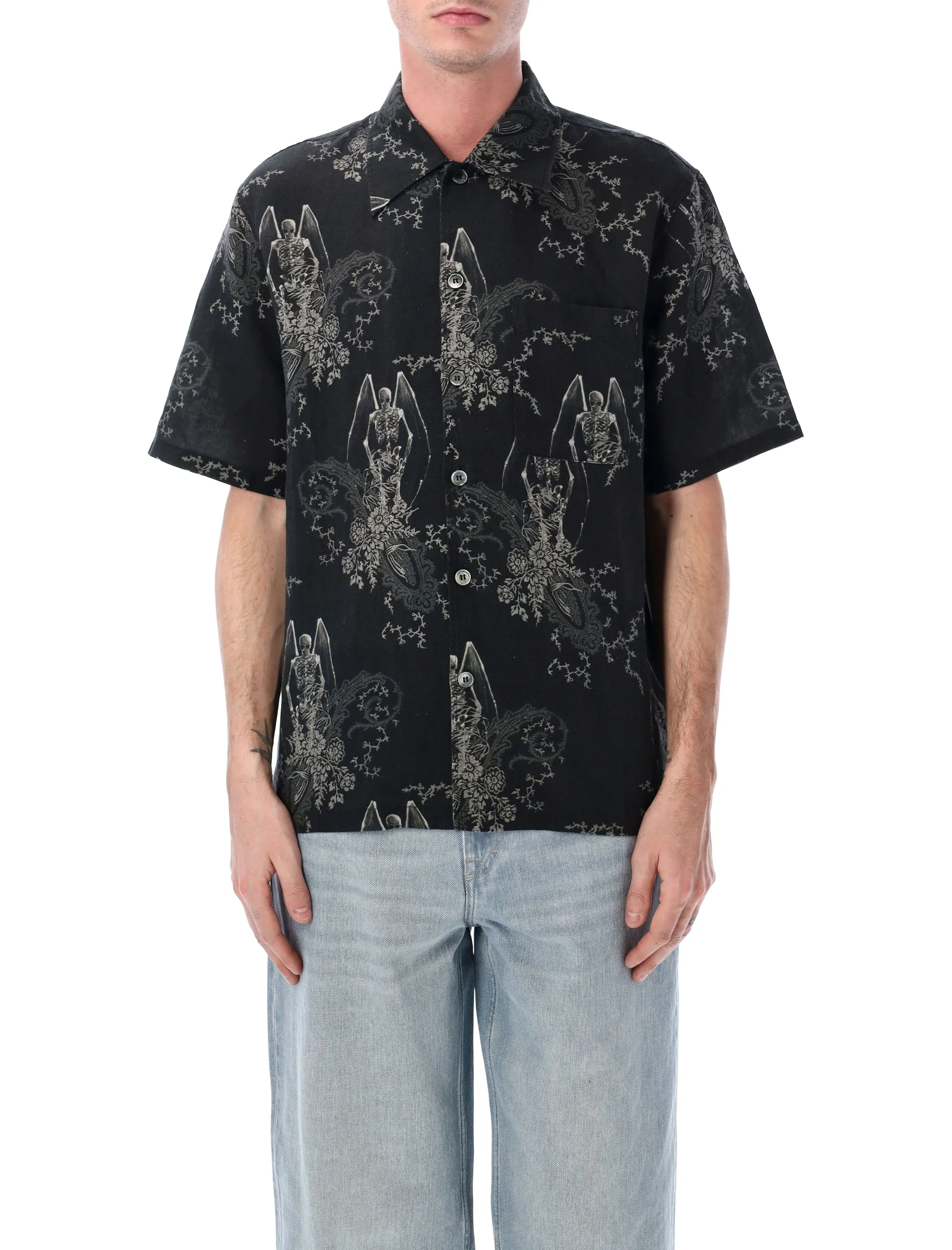 Our Legacy Every Shirt Shortsleeve Death Paisley Print Cotton Linen