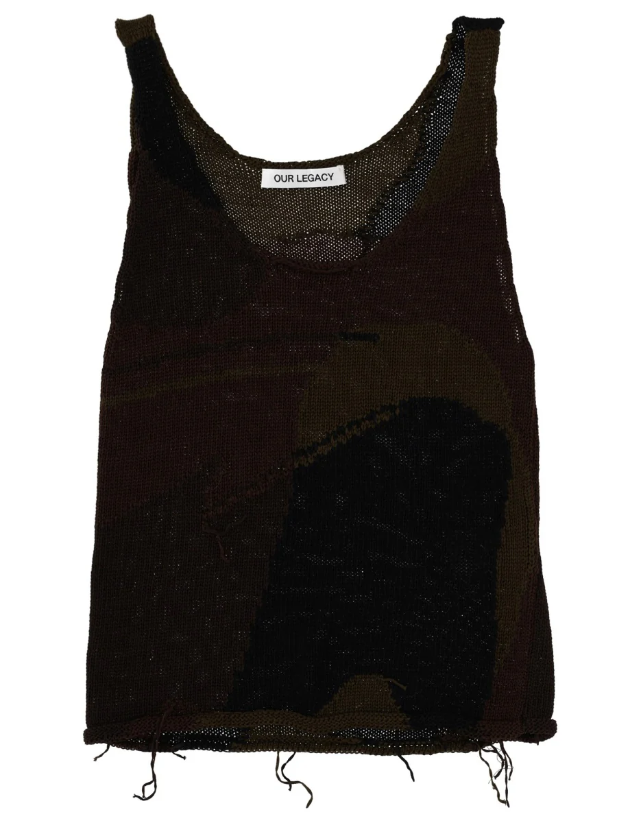 OUR LEGACY False Roundneck Camo Cotton Rafia