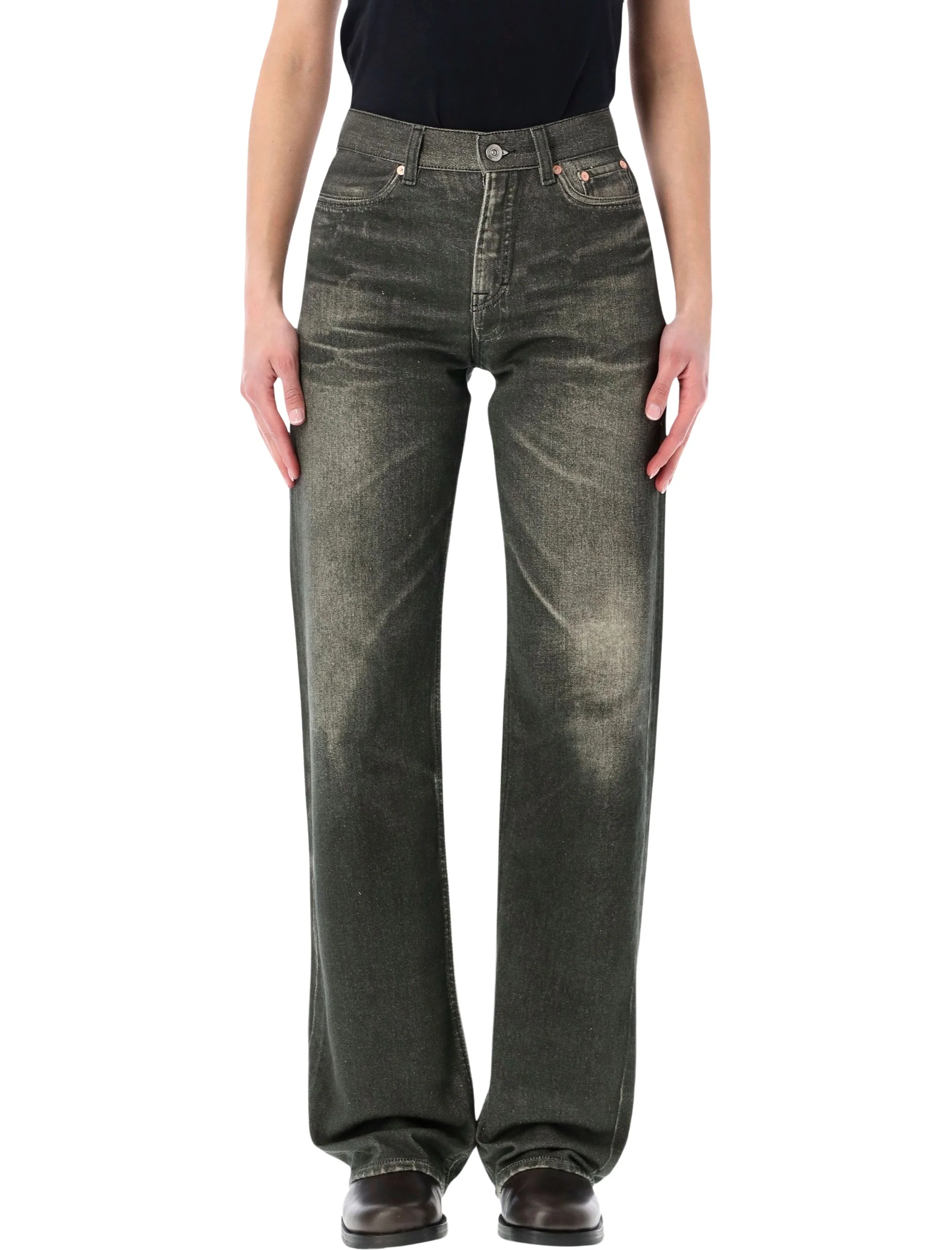Our Legacy Slight Boot Cut Jeans with Trompe L'Oeil Print - Size 26