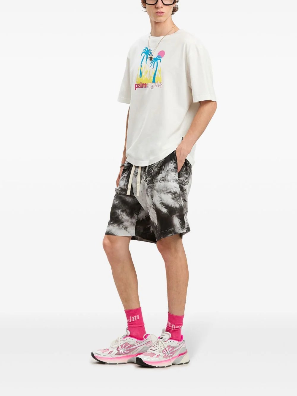 Palm Angels Blueprint Paint Mini Shorts - Image 2