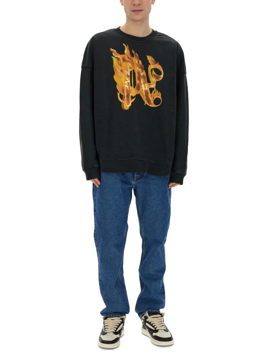 Palm Angels Burning Monogram Print Sweatshirt - Regular Fit - Image 2