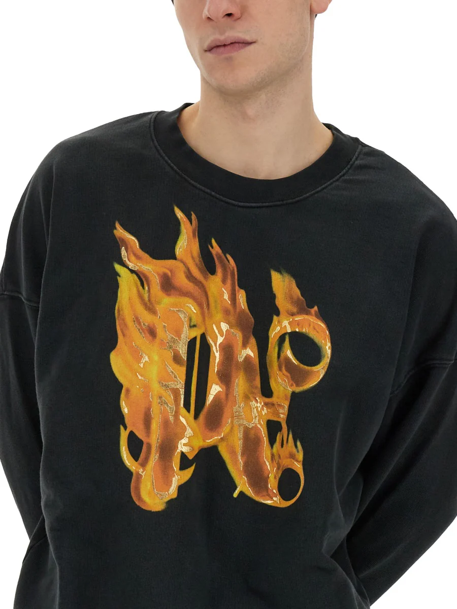 Palm Angels Burning Monogram Print Sweatshirt - Regular Fit - Image 4