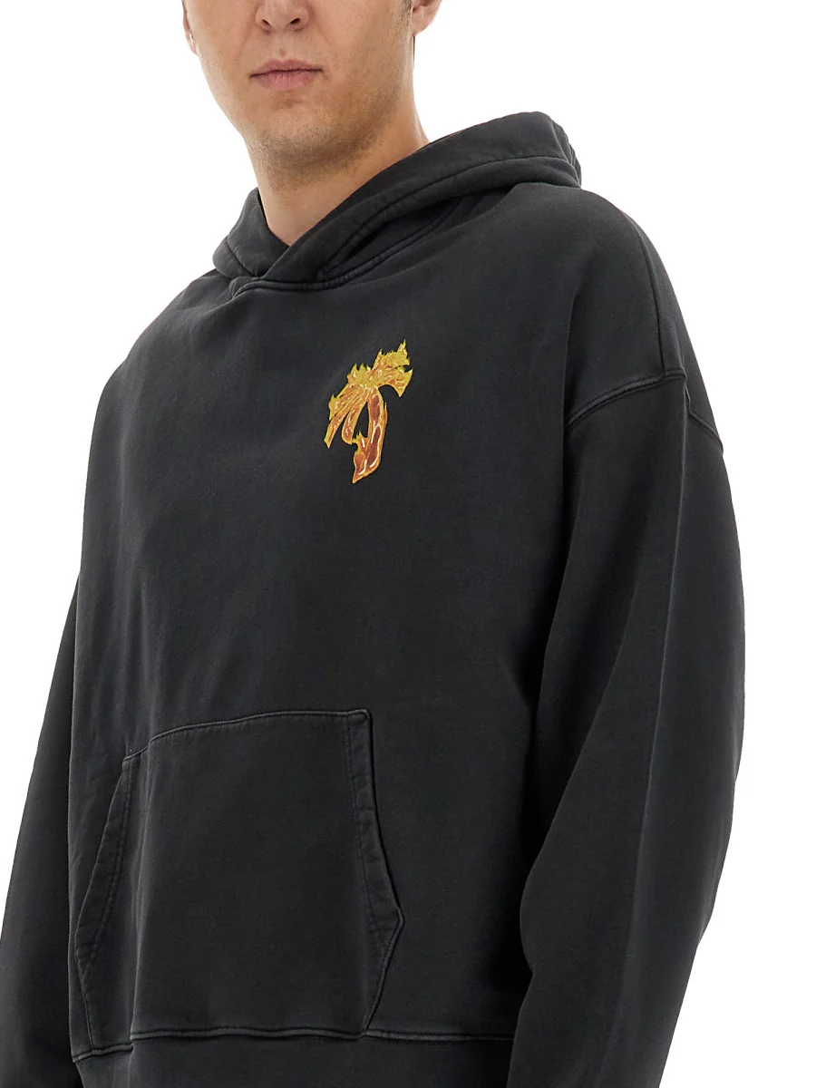 PALM ANGELS Burning Palm Cotton Hoodie - Image 4