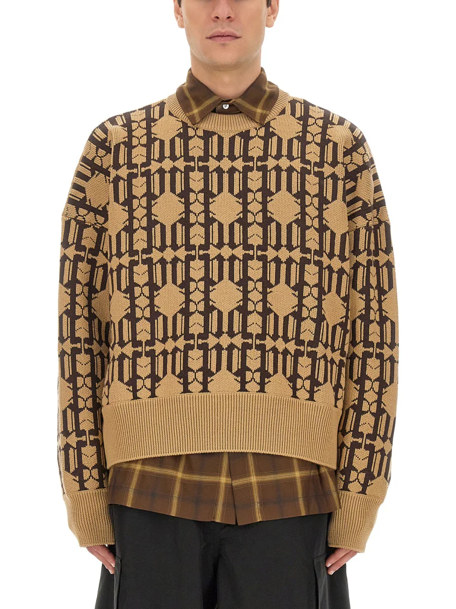 PALM ANGELS Jacquard Monogram Knit Sweater