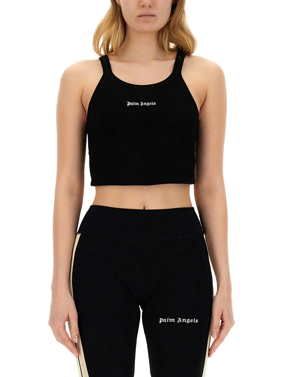 PALM ANGELS Logo-print Cropped Tank Top
