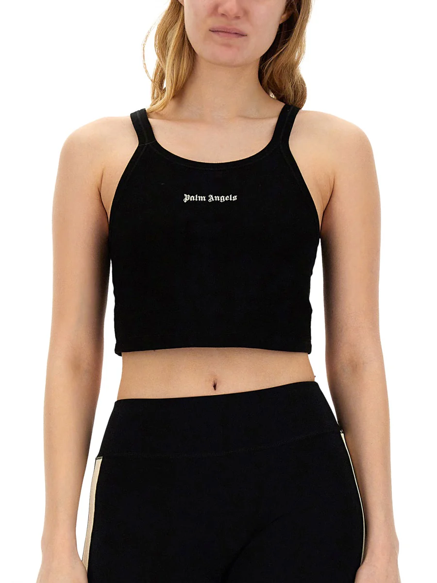 PALM ANGELS Logo-print Cropped Tank Top - Image 4