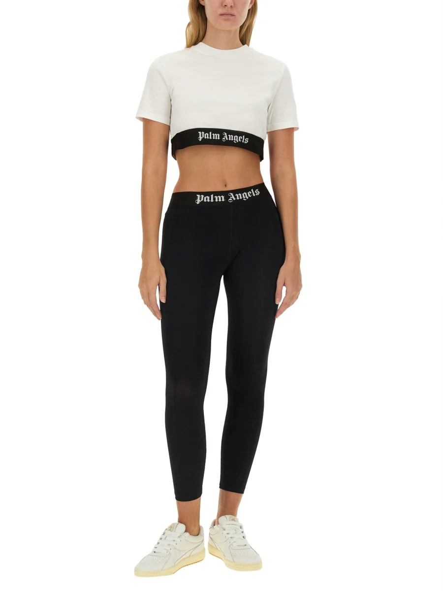 PALM ANGELS Logo-underband Cotton Crop Top - Image 2