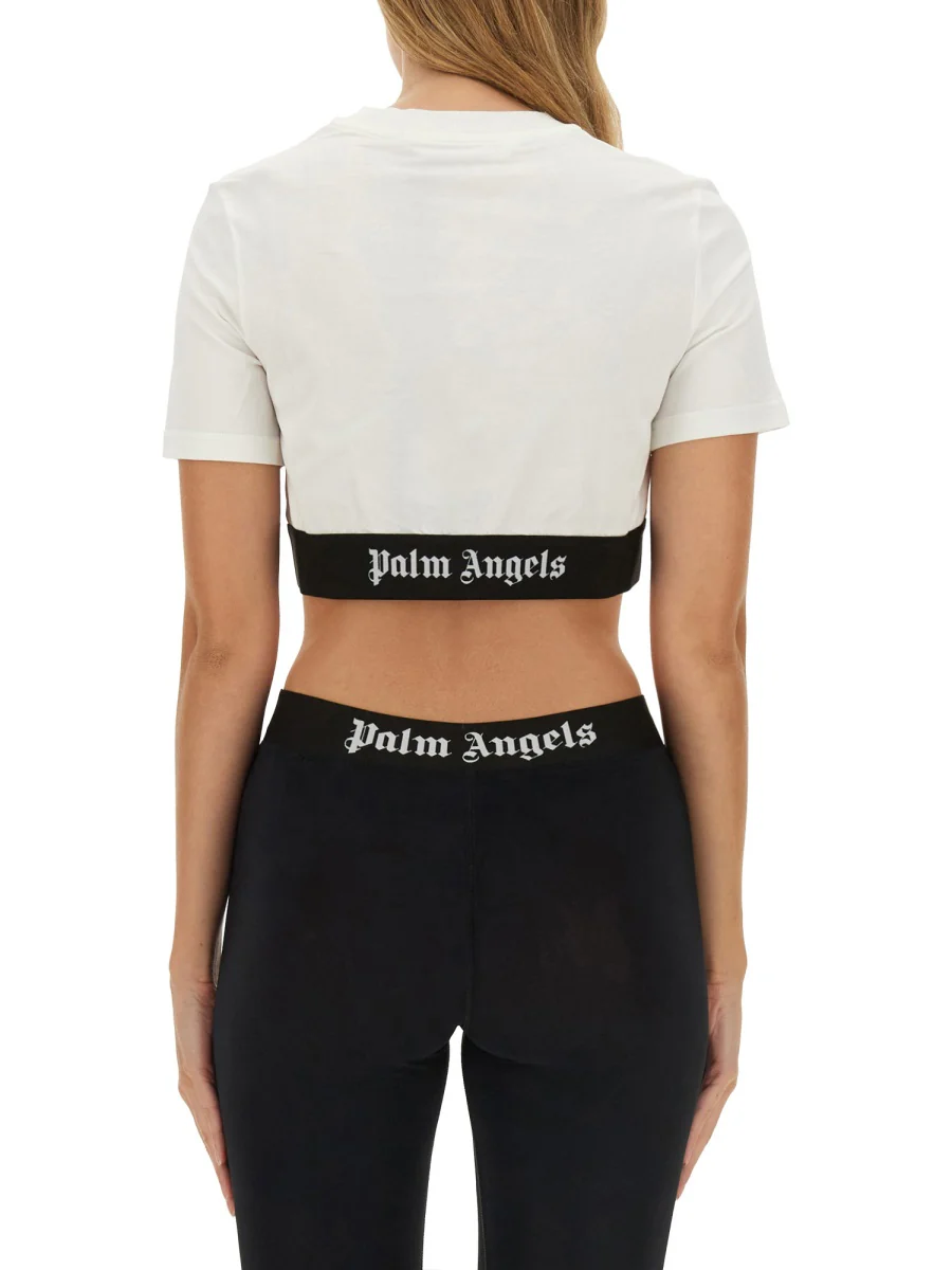 PALM ANGELS Logo-underband Cotton Crop Top - Image 3