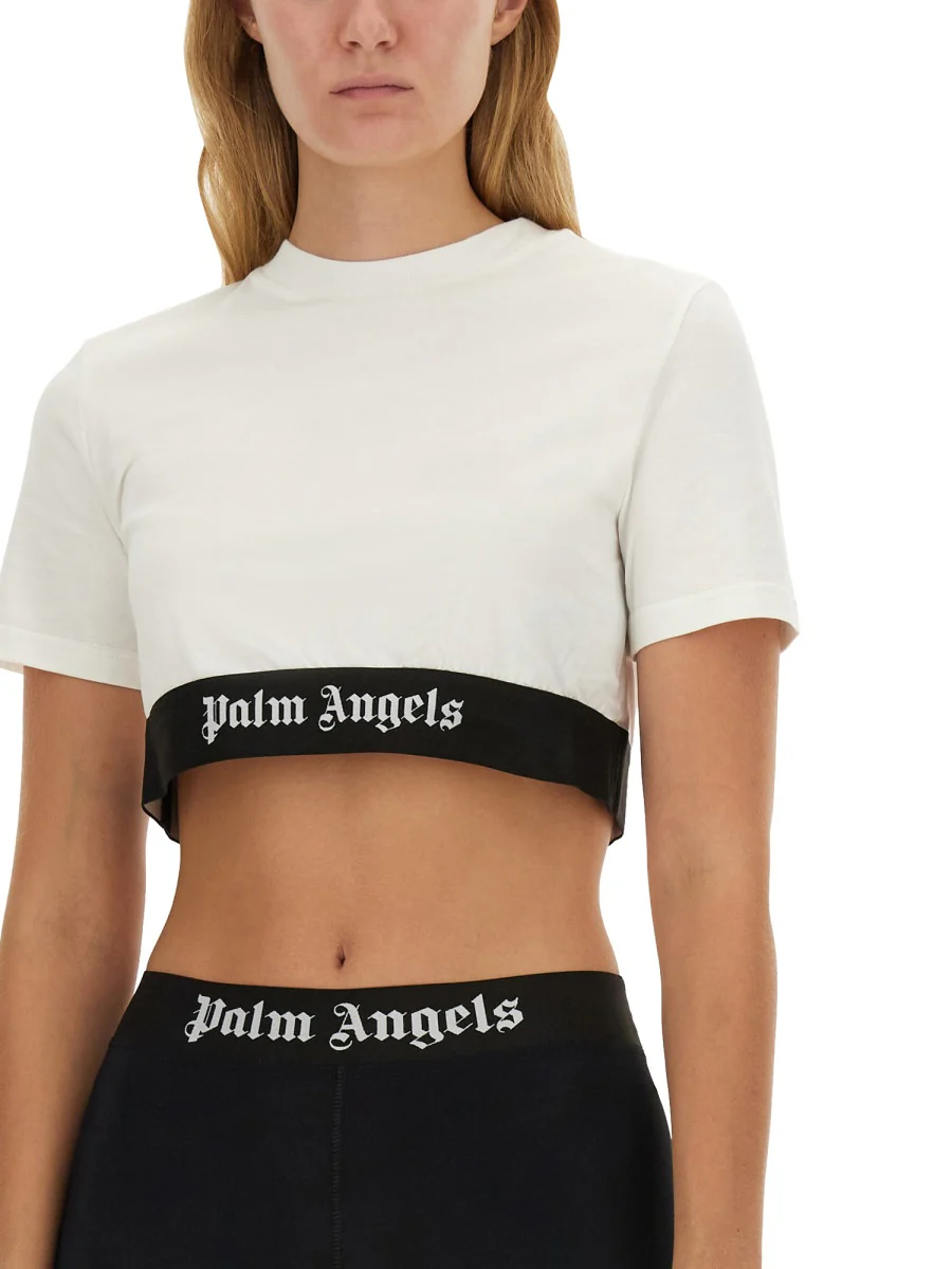 PALM ANGELS Logo-underband Cotton Crop Top - Image 4