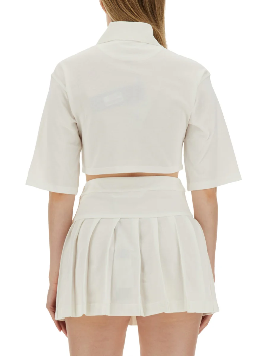 PALM ANGELS PA Monogram Cropped Polo Top - Image 3