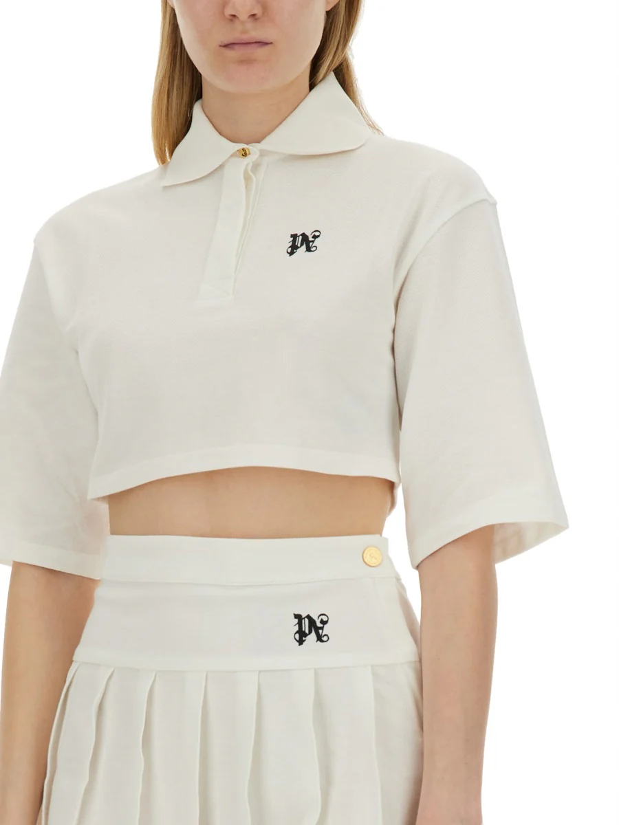 PALM ANGELS PA Monogram Cropped Polo Top - Image 4