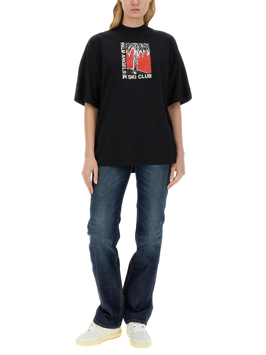 PALM ANGELS Ski Club Cotton T-shirt - Image 2