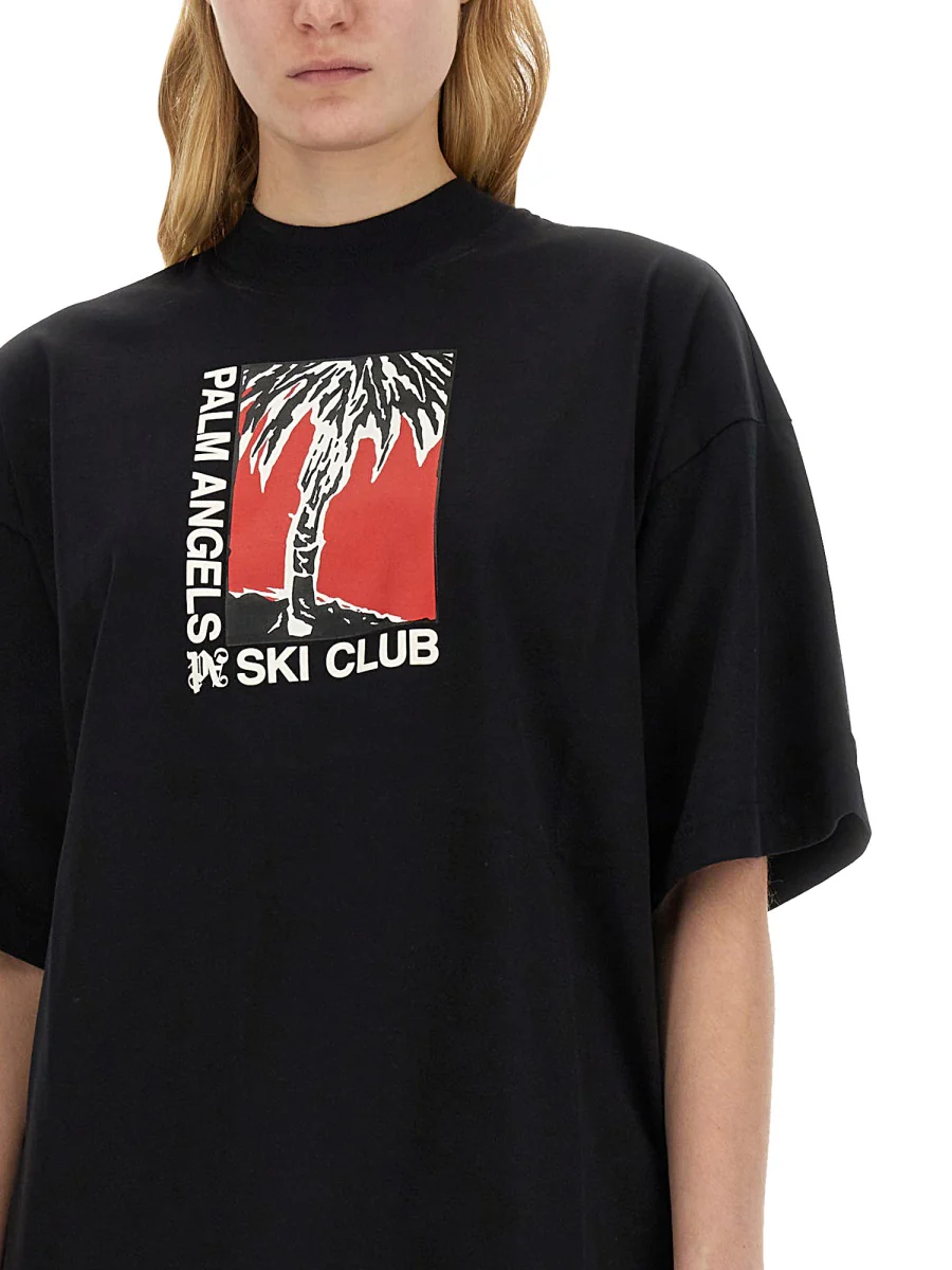 PALM ANGELS Ski Club Cotton T-shirt - Image 4