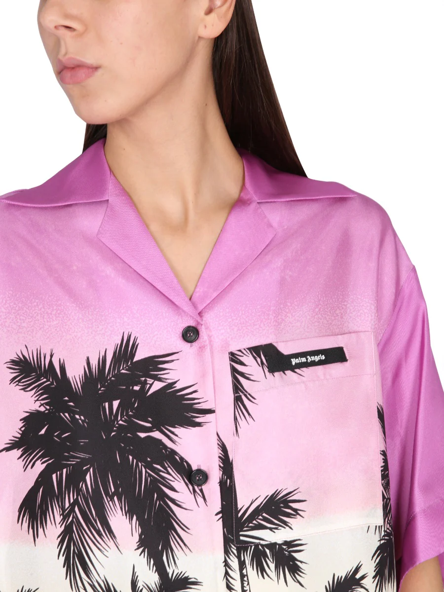 PALM ANGELS Sunset-print Bowling Shirt - Image 4