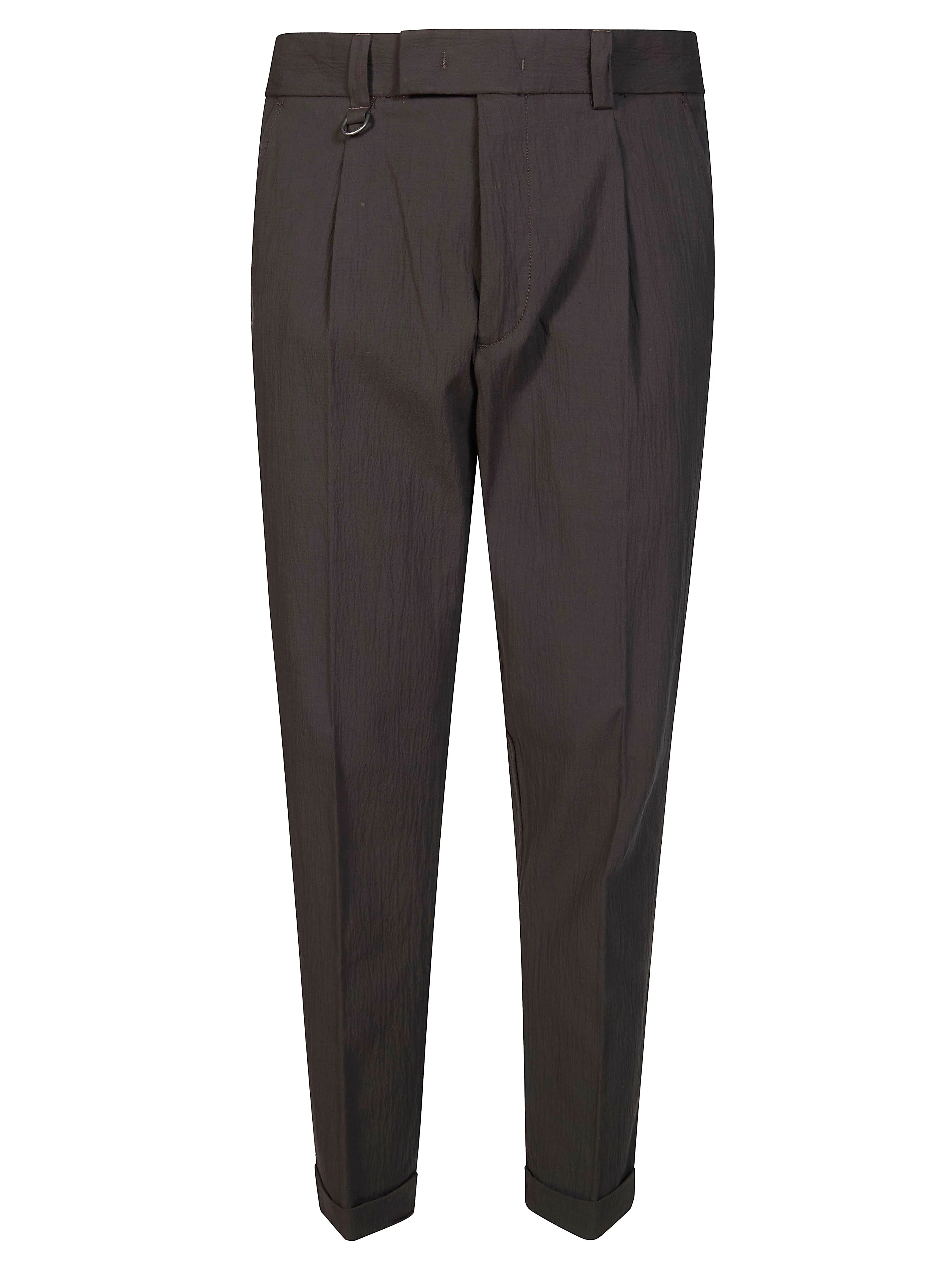 Paolo Pecora Men's Seersucker Trousers with Pinch Pleats