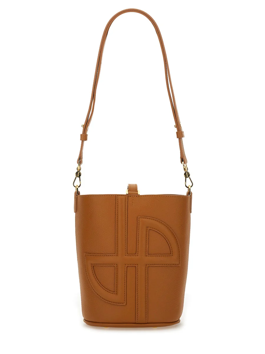 PATOU Small JP Bucket Bag in Leather and Canvas