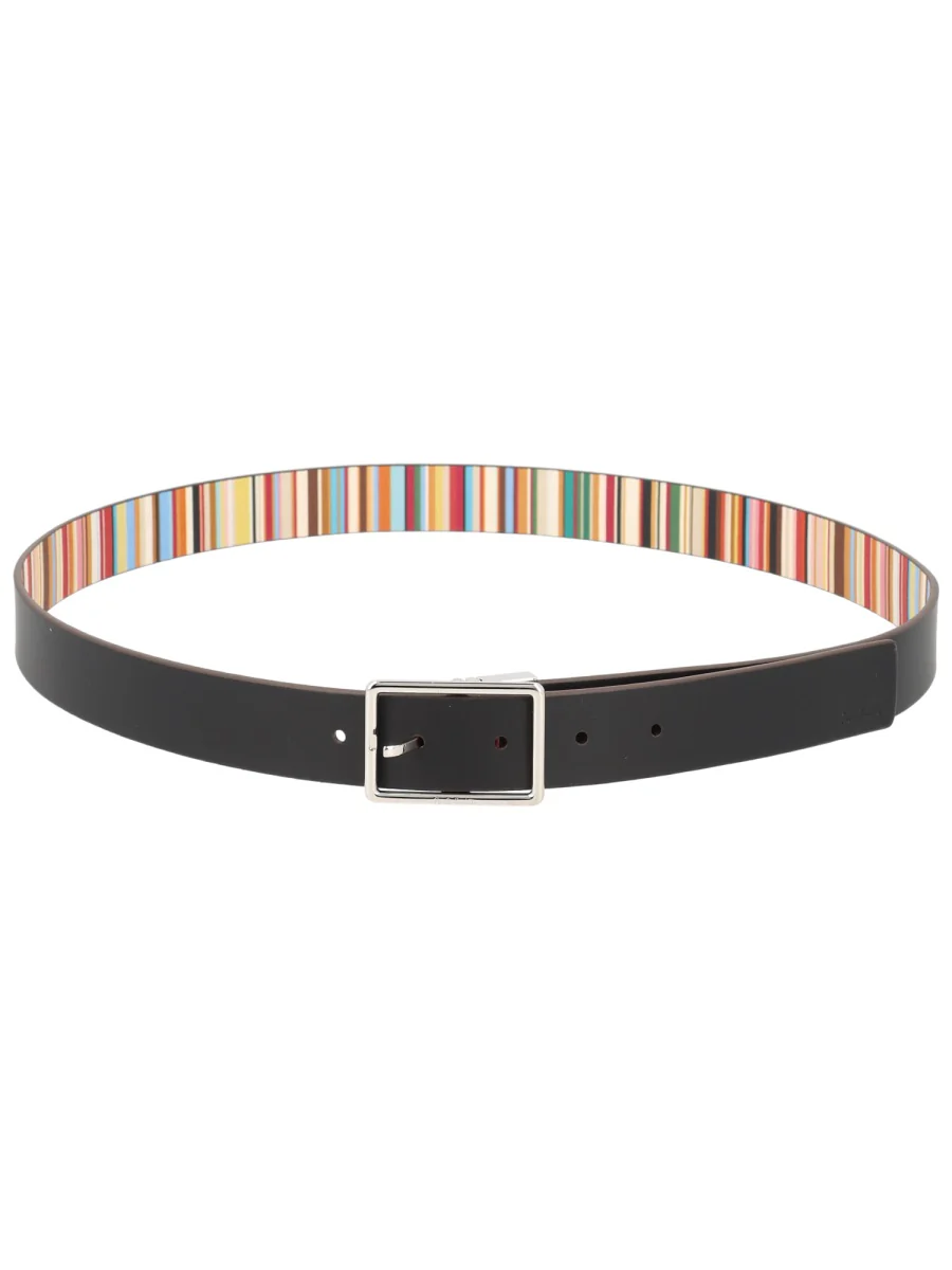 PAUL SMITH Striped-reversible Leather Belt