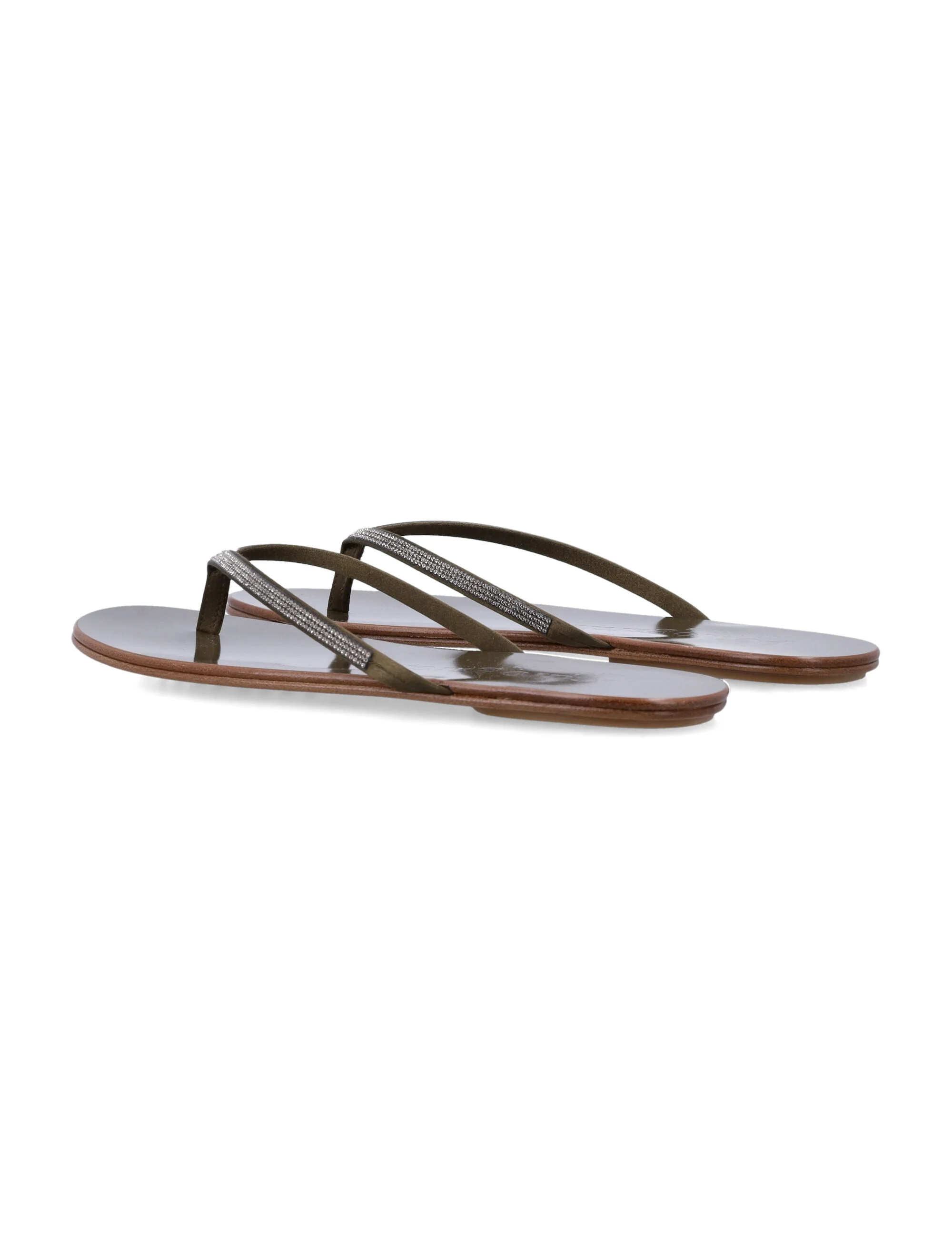 Pedro Garcia Satin Embellished Flat Sandals - Image 3