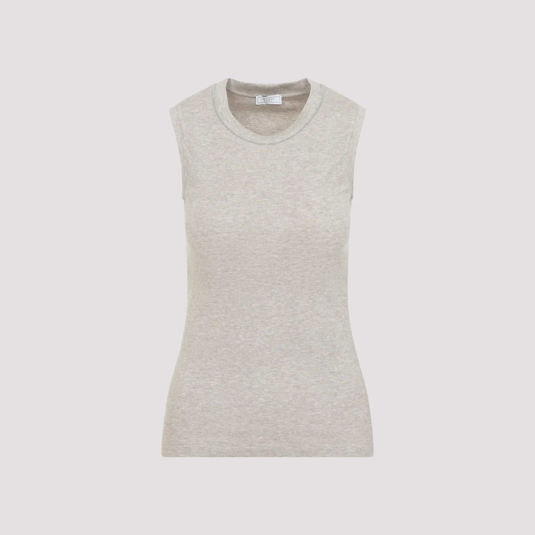 Peserico Micro-Rib Cotton and Lurex T-Shirt