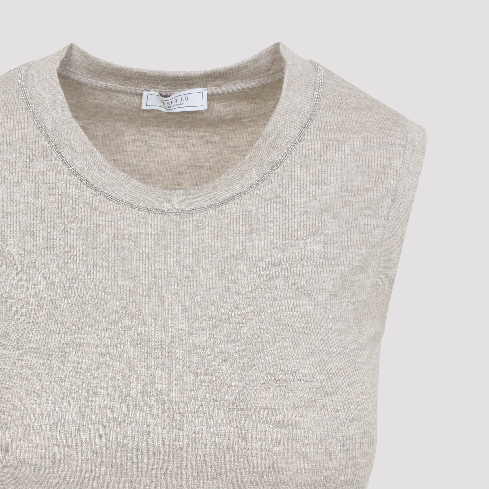 Peserico Micro-Rib Cotton and Lurex T-Shirt - Image 5