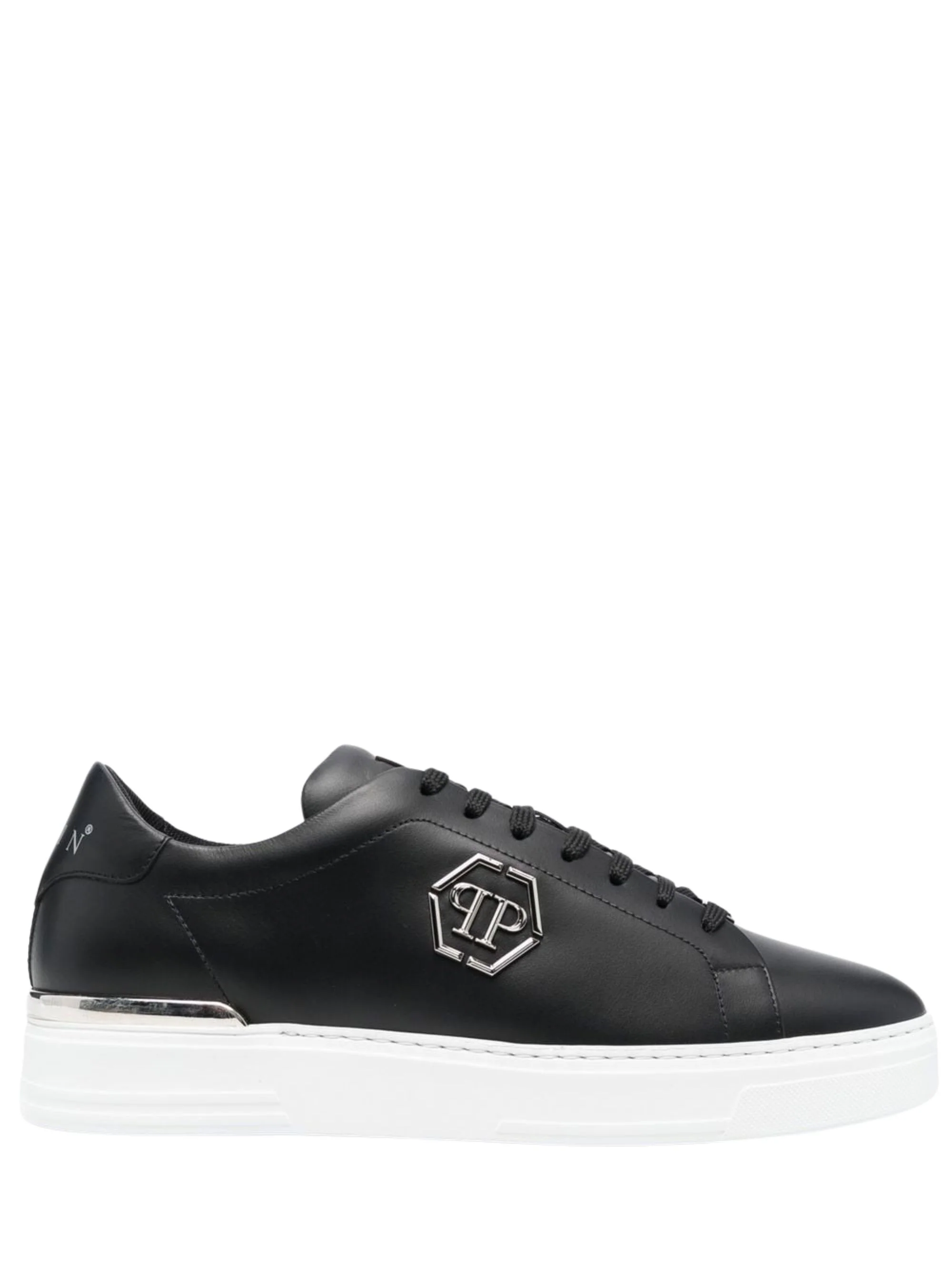 Philipp Plein Leather Lo-Top Sneaker Hexagon