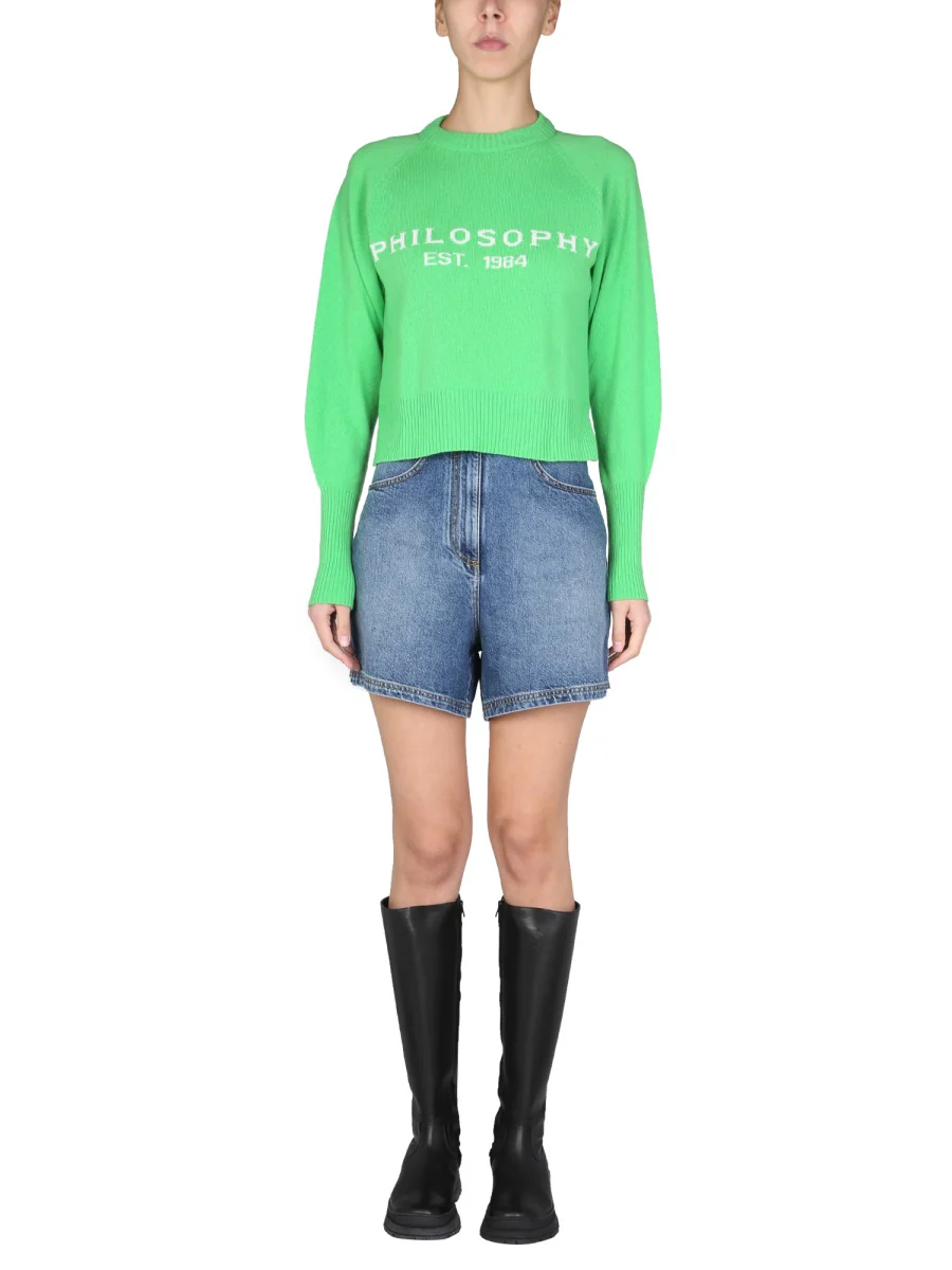 PHILOSOPHY DI LORENZO SERAFINI Crew Neck Logo Inlay Sweater