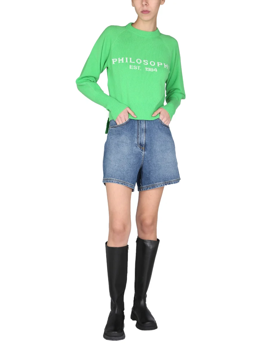 PHILOSOPHY DI LORENZO SERAFINI Crew Neck Logo Inlay Sweater - Image 2