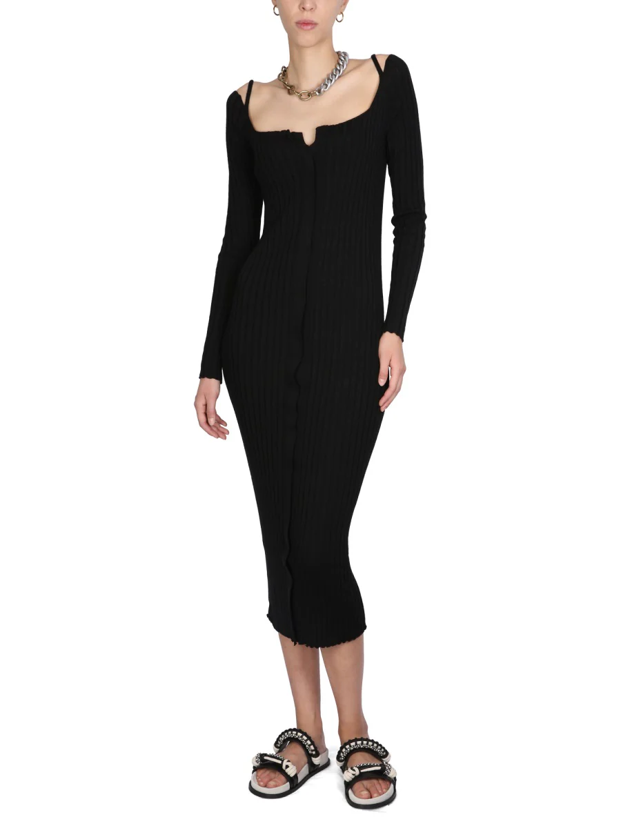 PHILOSOPHY DI LORENZO SERAFINI Plissé-effect Fine-knit Dress - Image 2