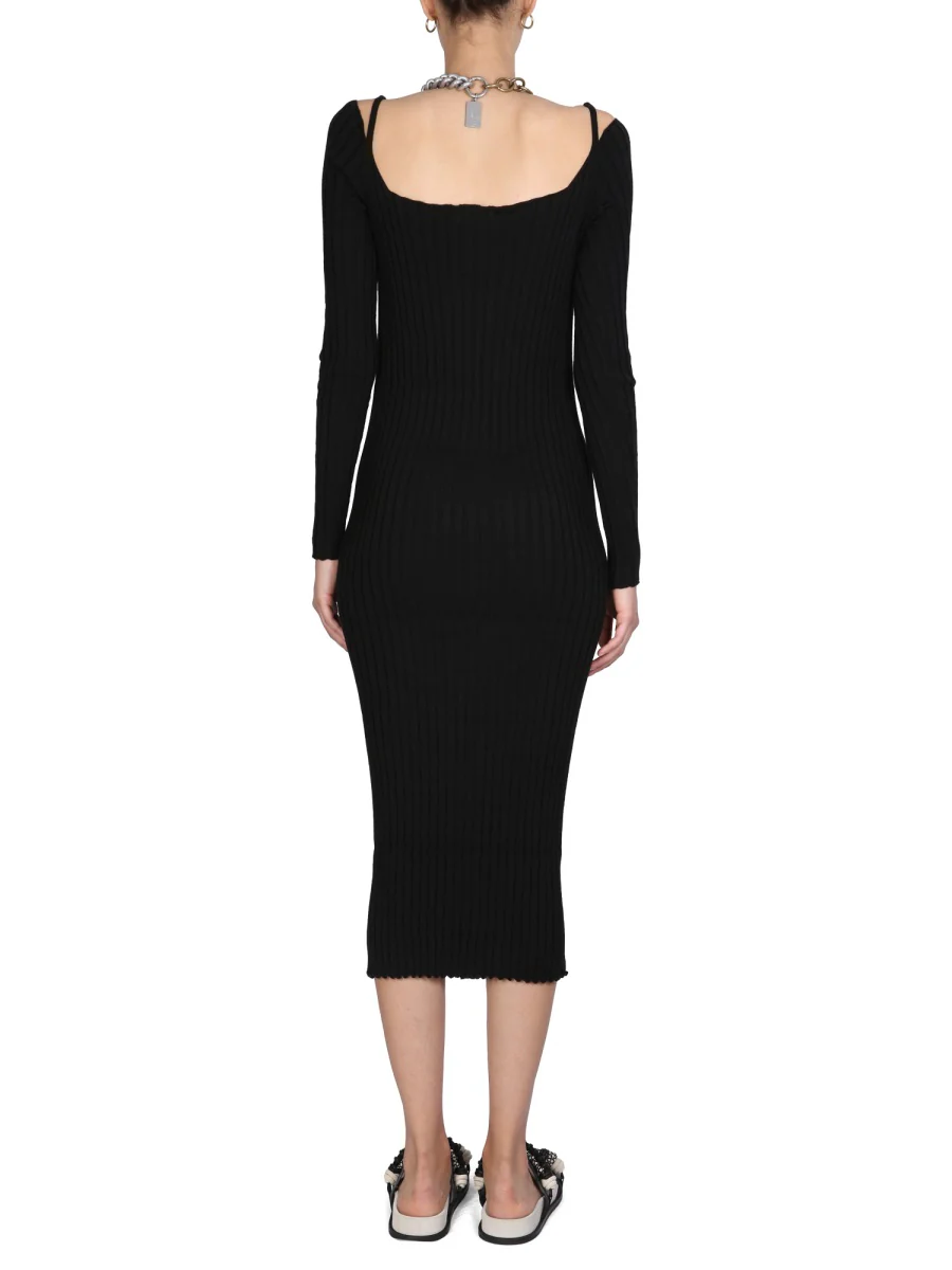 PHILOSOPHY DI LORENZO SERAFINI Plissé-effect Fine-knit Dress - Image 3