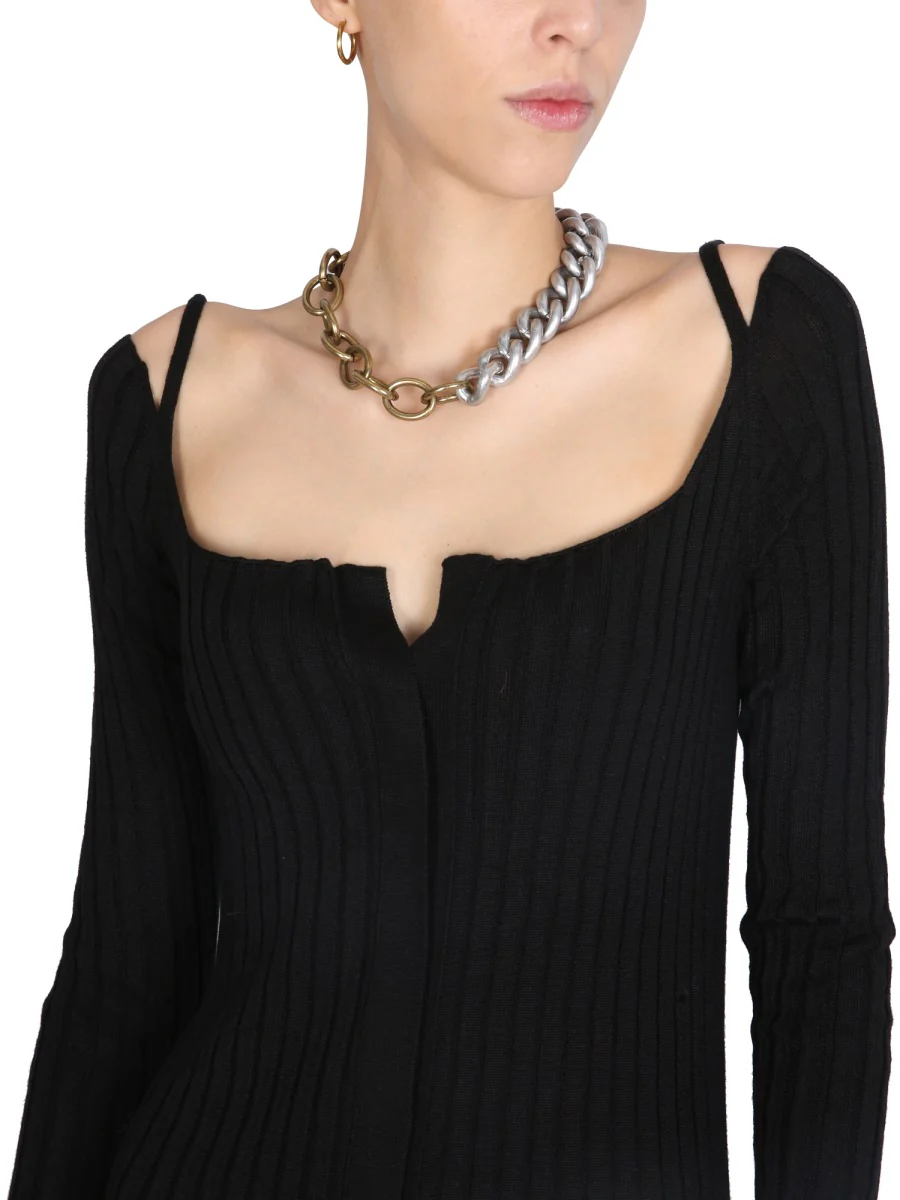 PHILOSOPHY DI LORENZO SERAFINI Plissé-effect Fine-knit Dress - Image 4