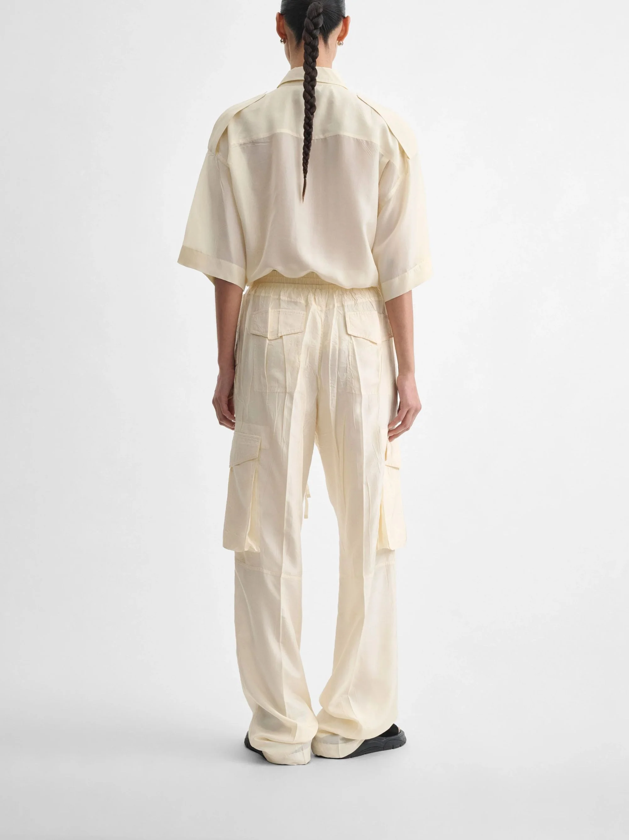 Phoebe Philo Silk Cargo Trousers with Drawstring Waist - Image 5
