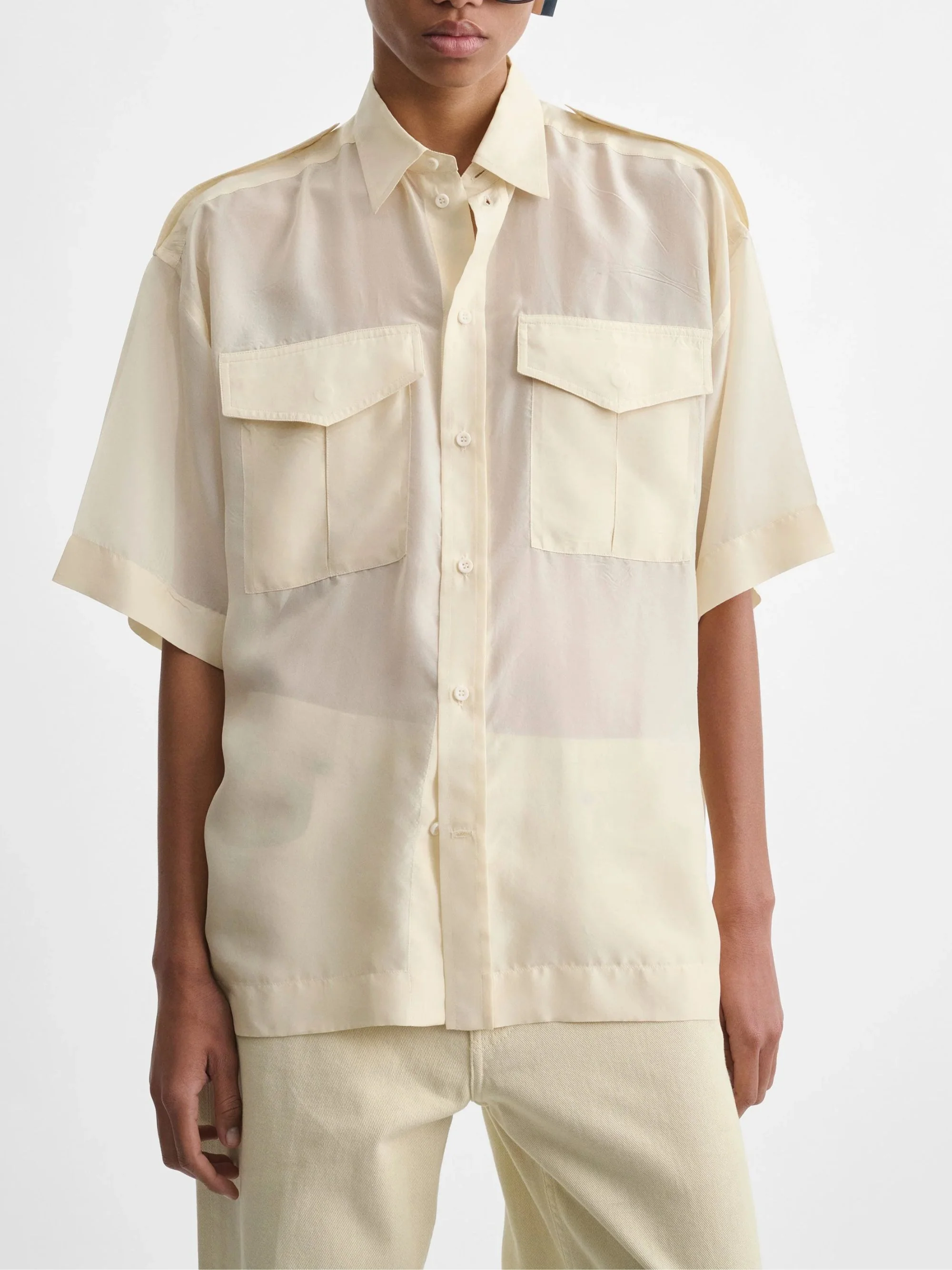 Phoebe Philo Silk Utility Lite Shirt with Short Sleeves - Image 3