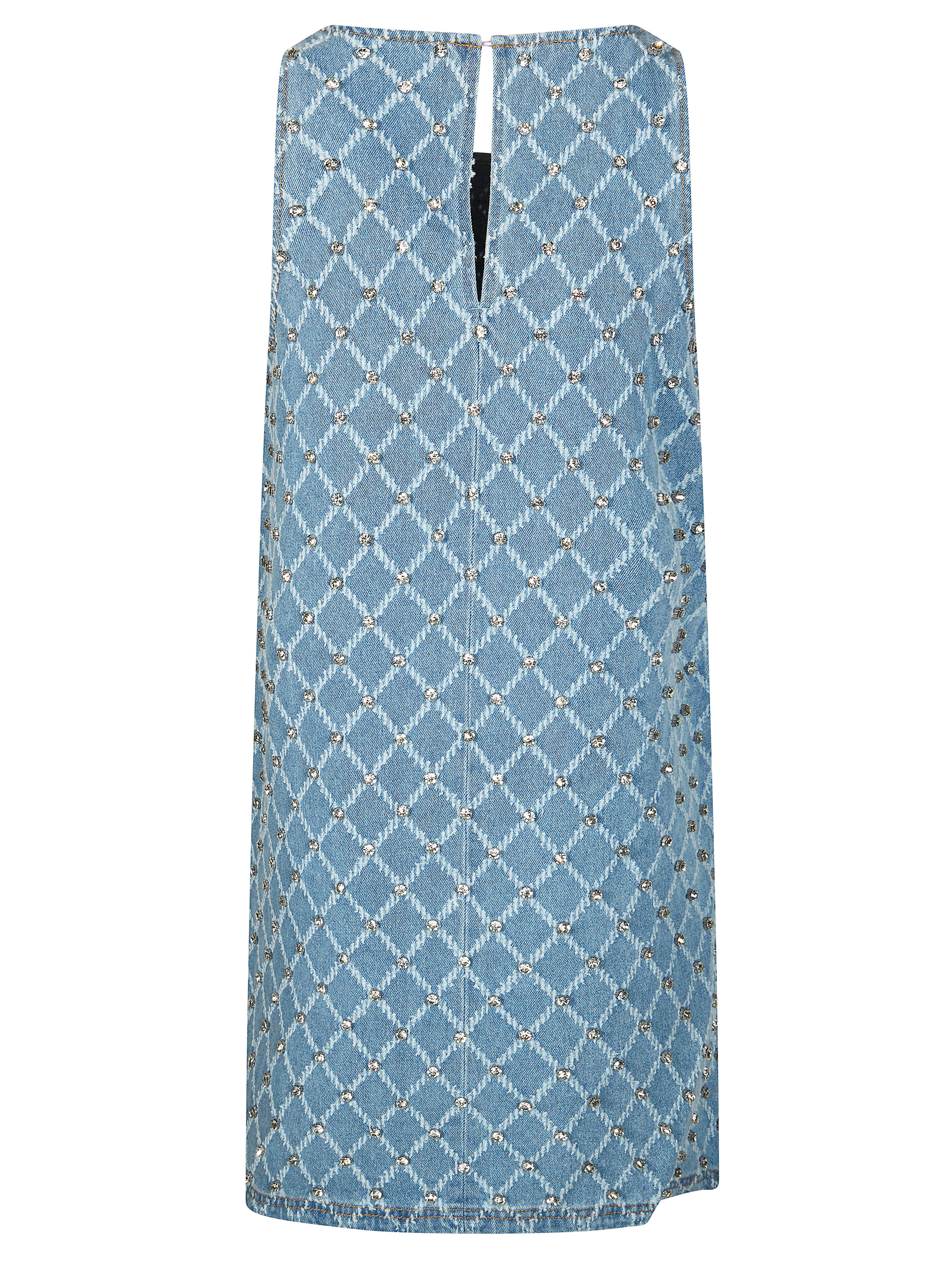 Pinko Denim Mini Dress with Diamond and Rhinestone Motif - Image 2