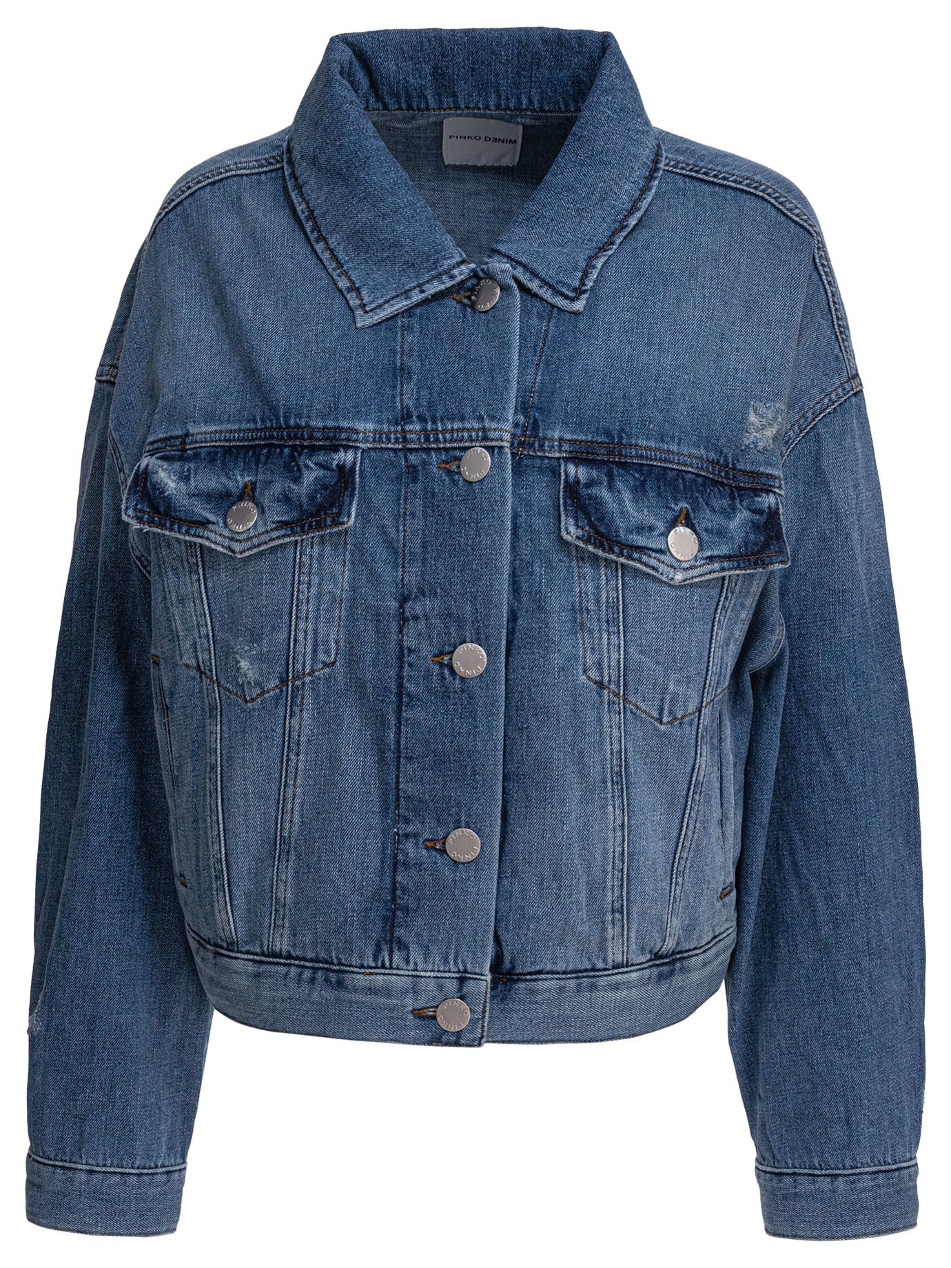 PINKO Gaborone Crop Fit Denim Jacket
