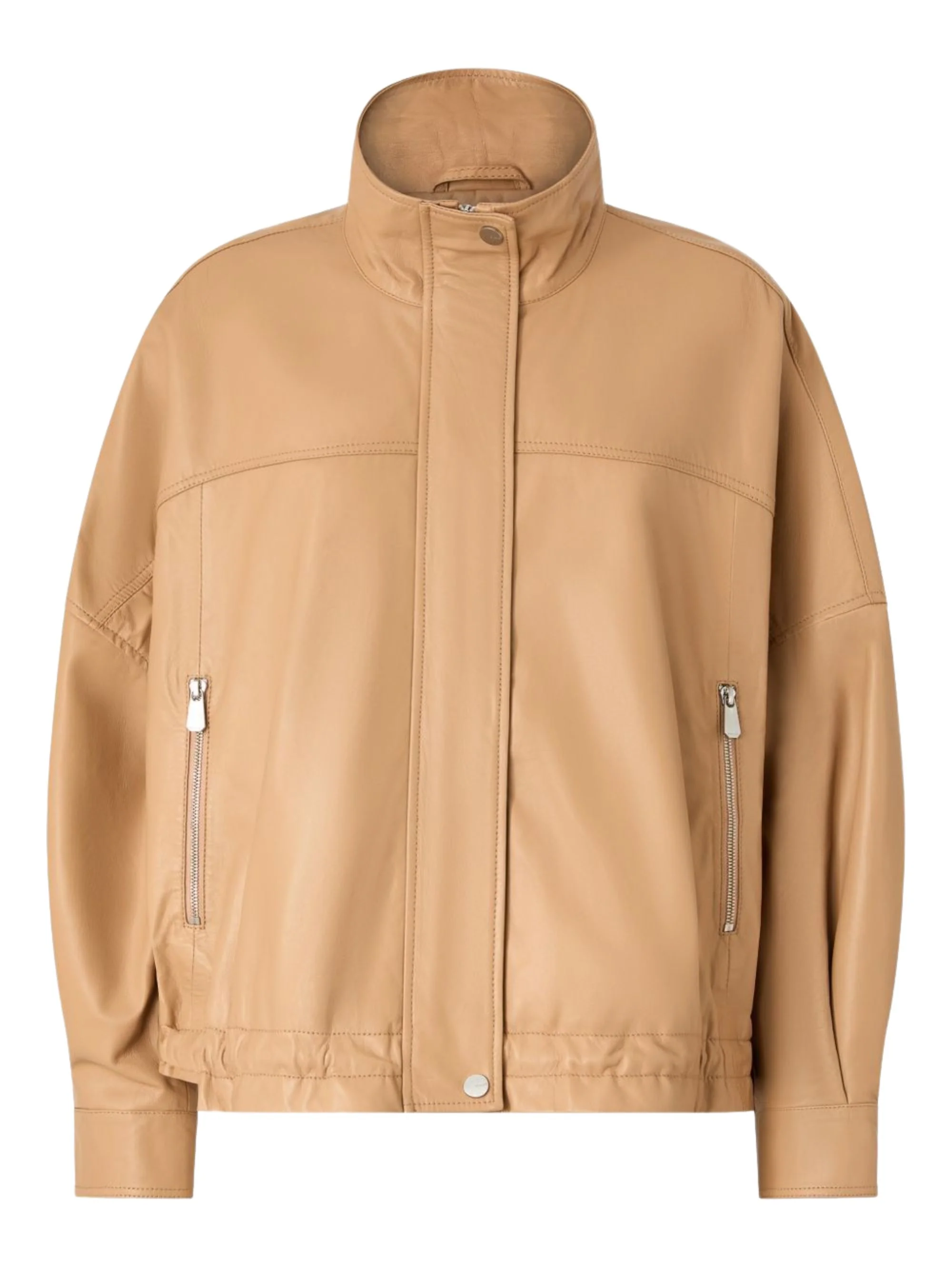 Pinko Jacket 'high Collar Jacket with Side Zip Pockets' in Leather Women
