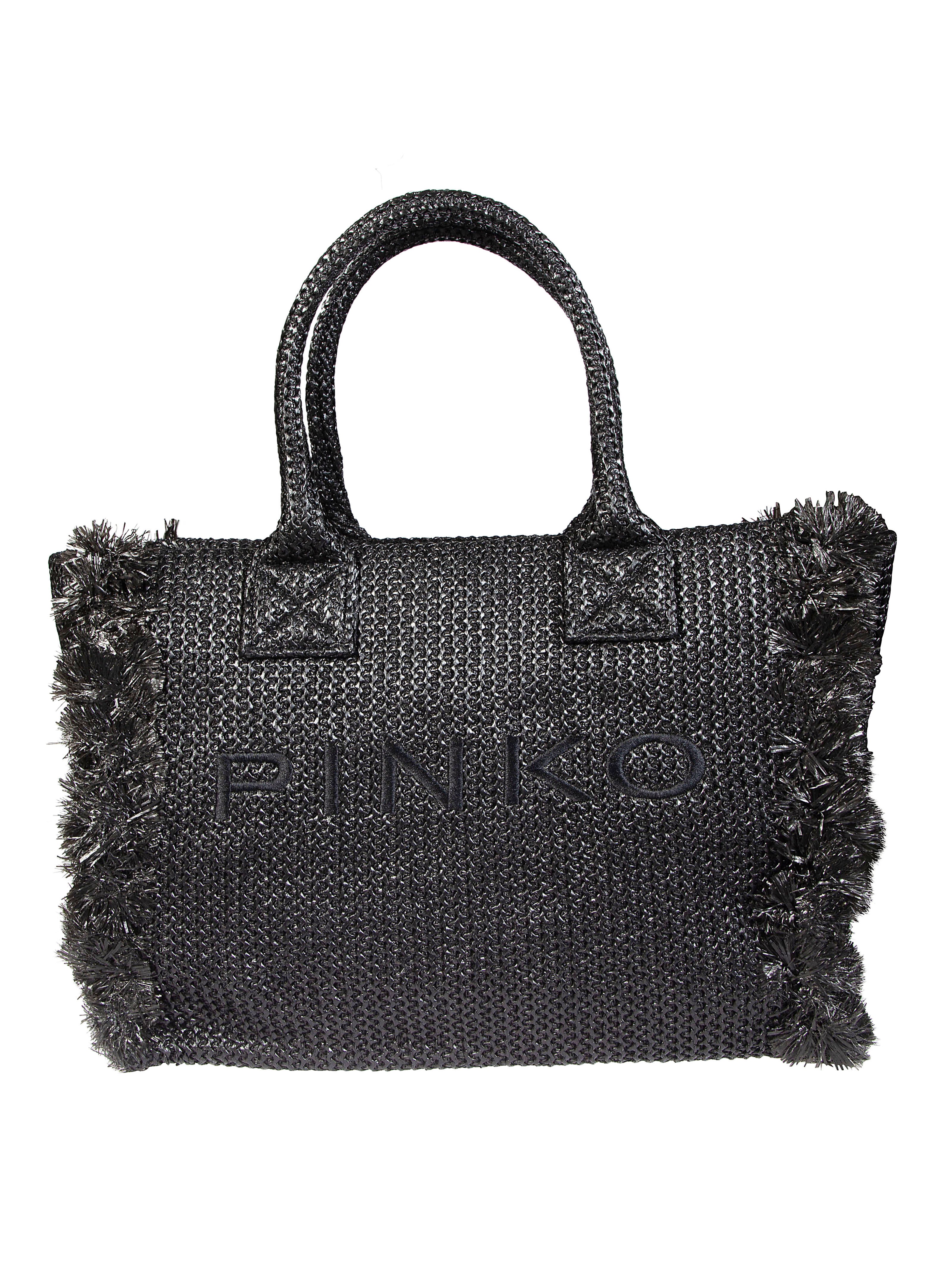 Pinko Mini Raffia Shoulder Bag