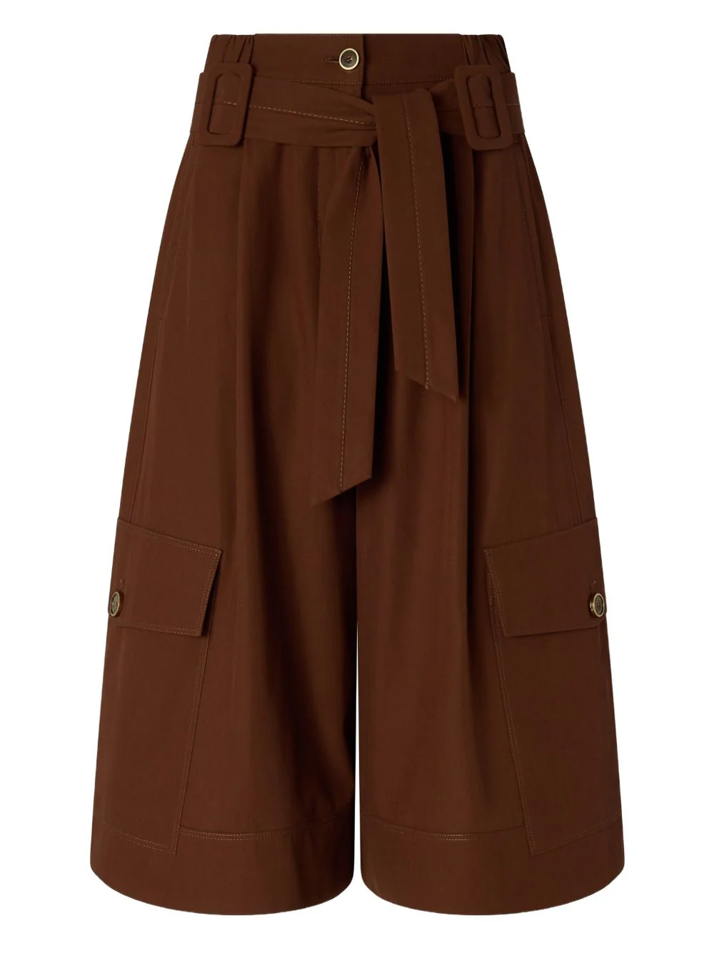 Pinko Patricia Pants, Zip and Buttons Closure, Belted, Cargo Effect, Lateral Pockets, Wide Leg