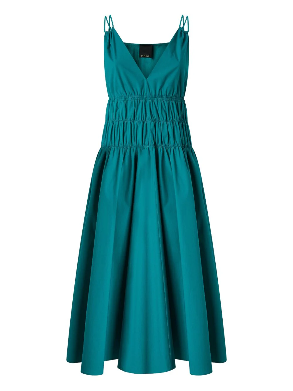 Pinko Shirred Detailing V-Neck Spaghetti Straps A-Line Skirt