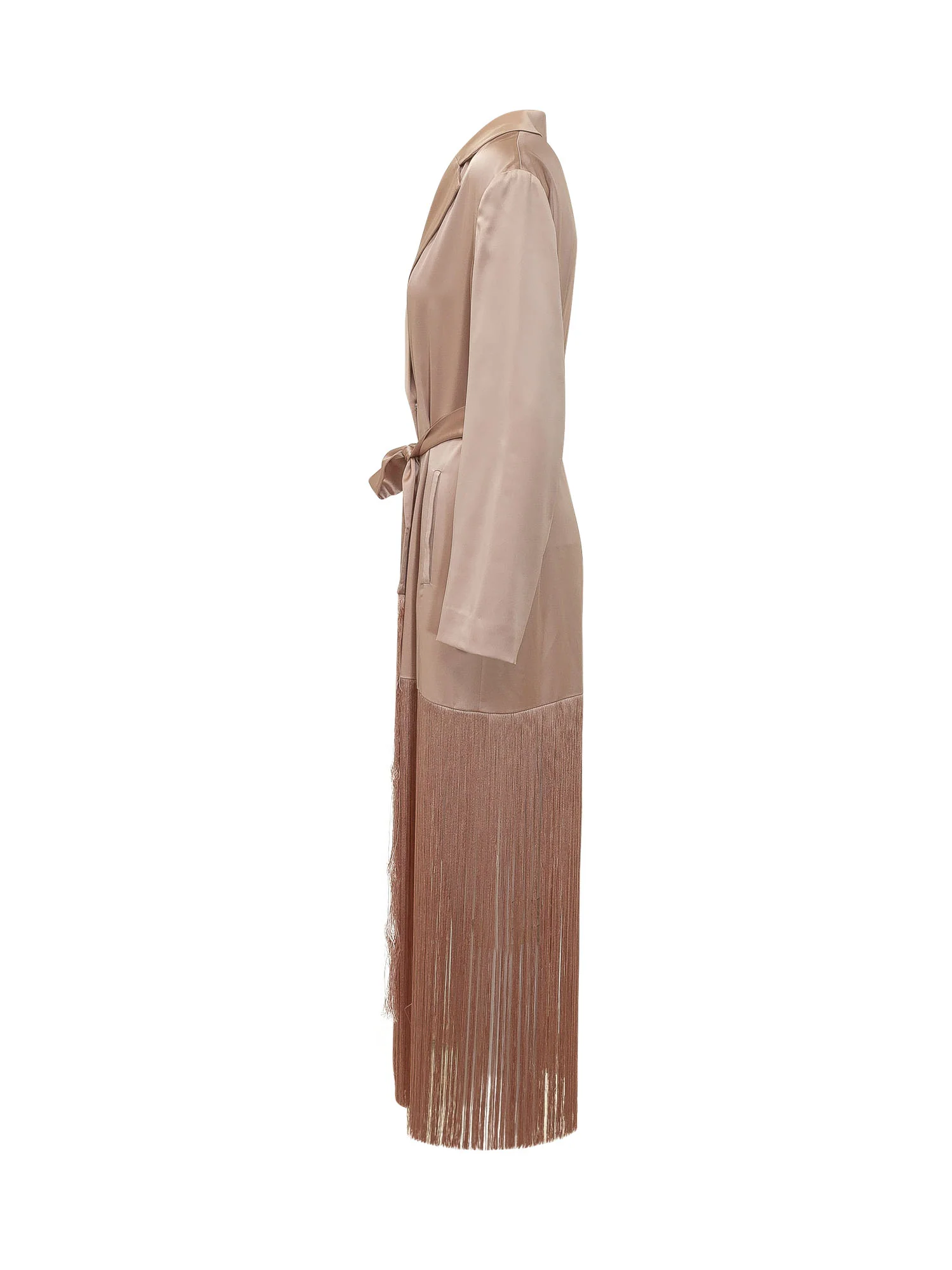 Pinko Trench Coat with Belt and Fringe Detail - Image 3