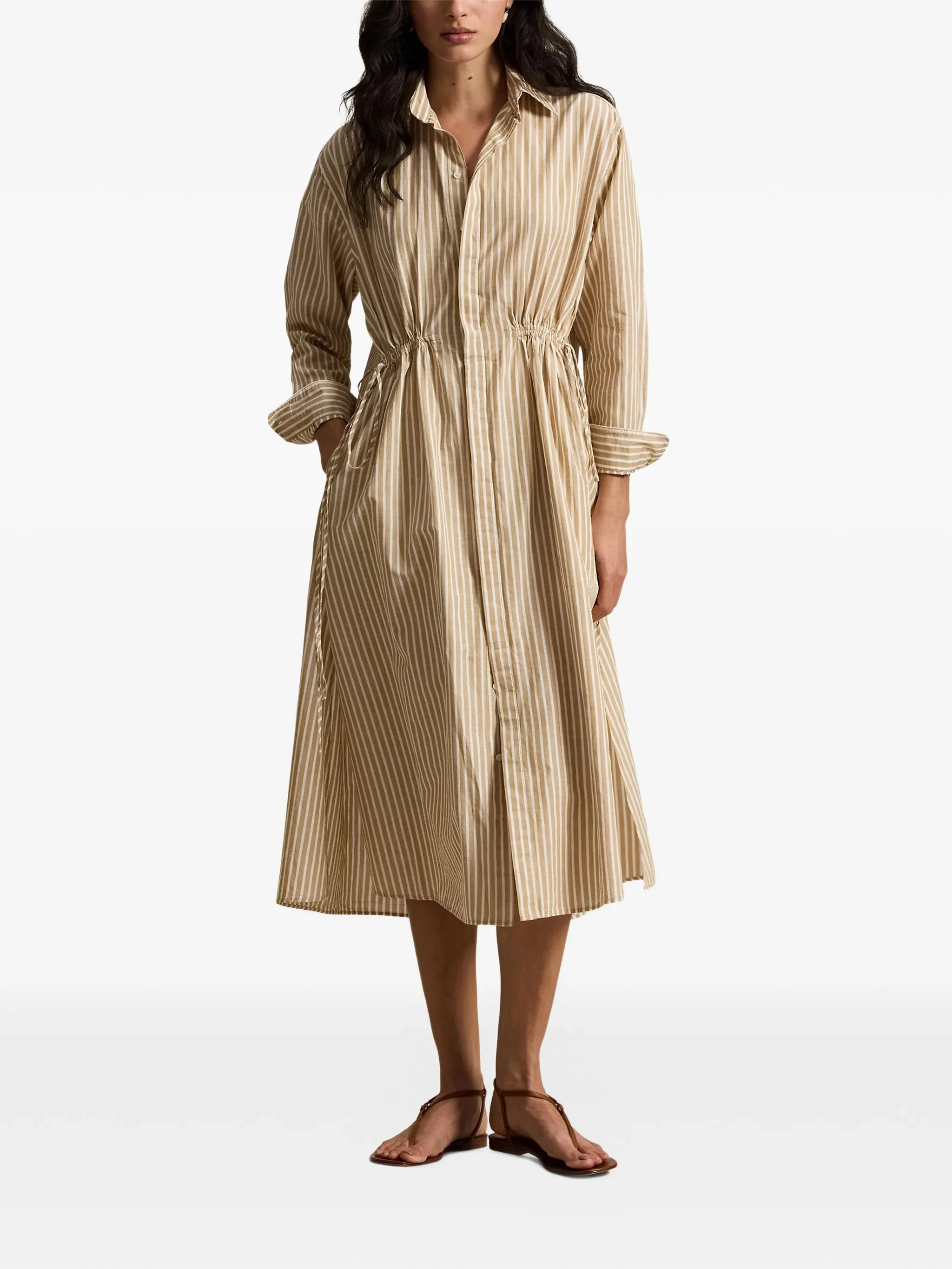 Polo Ralph Lauren Button-Down Long Sleeve Dress with Self-Drawcord Ties - Size 2 - Image 2