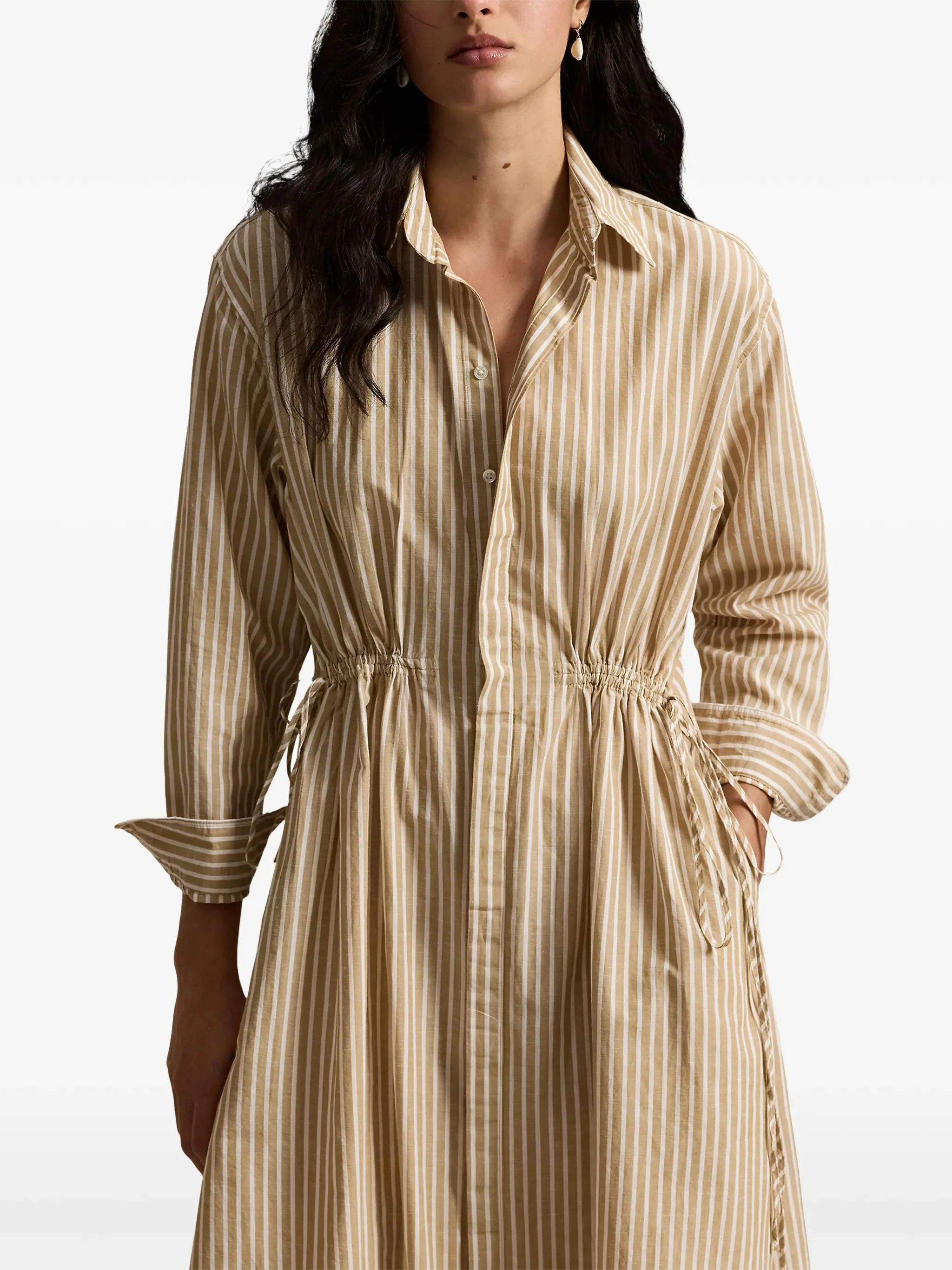 Polo Ralph Lauren Button-Down Long Sleeve Dress with Self-Drawcord Ties - Size 2 - Image 4
