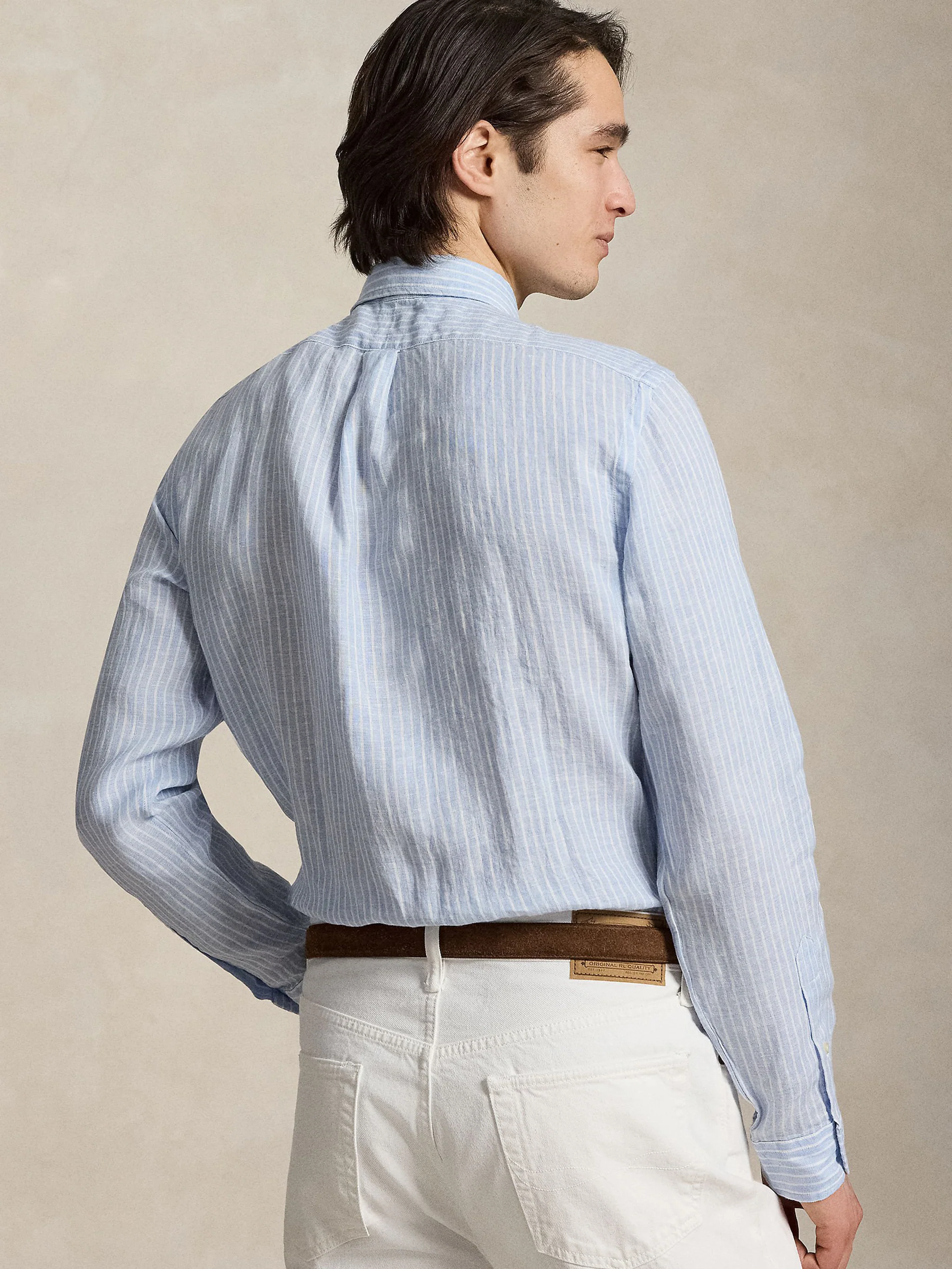 Polo Ralph Lauren Custom Fit Striped Linen Shirt for Men - Image 4