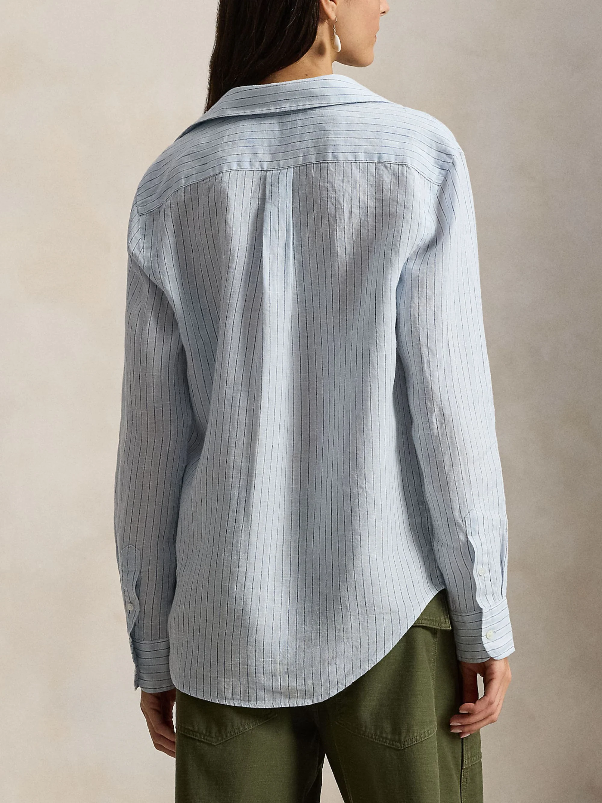 Polo Ralph Lauren Linen Button-Up Shirt with Box Pleat - Size M - Image 5
