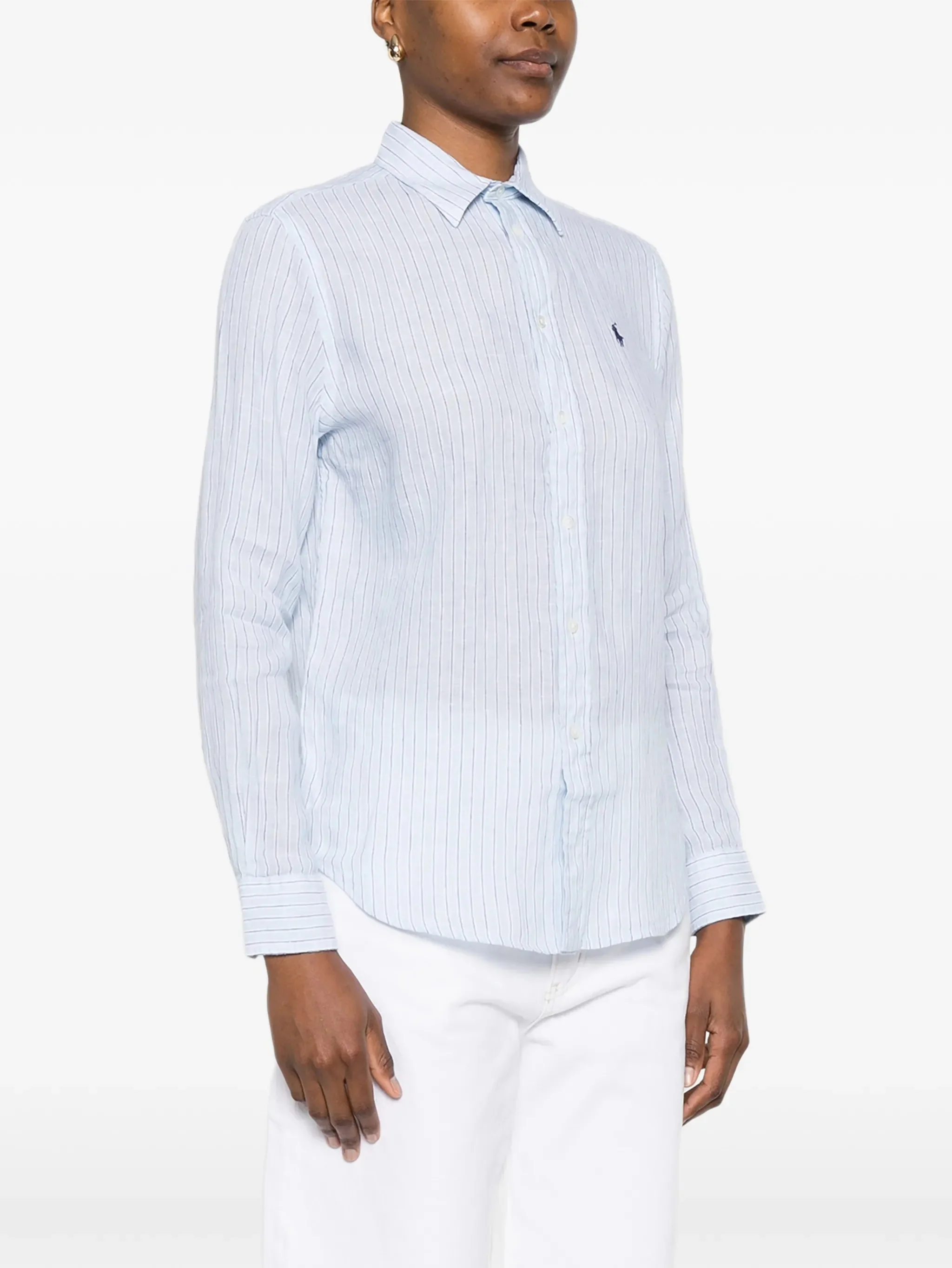 Polo Ralph Lauren Linen Button-Up Shirt with Box Pleat - Size M - Image 6