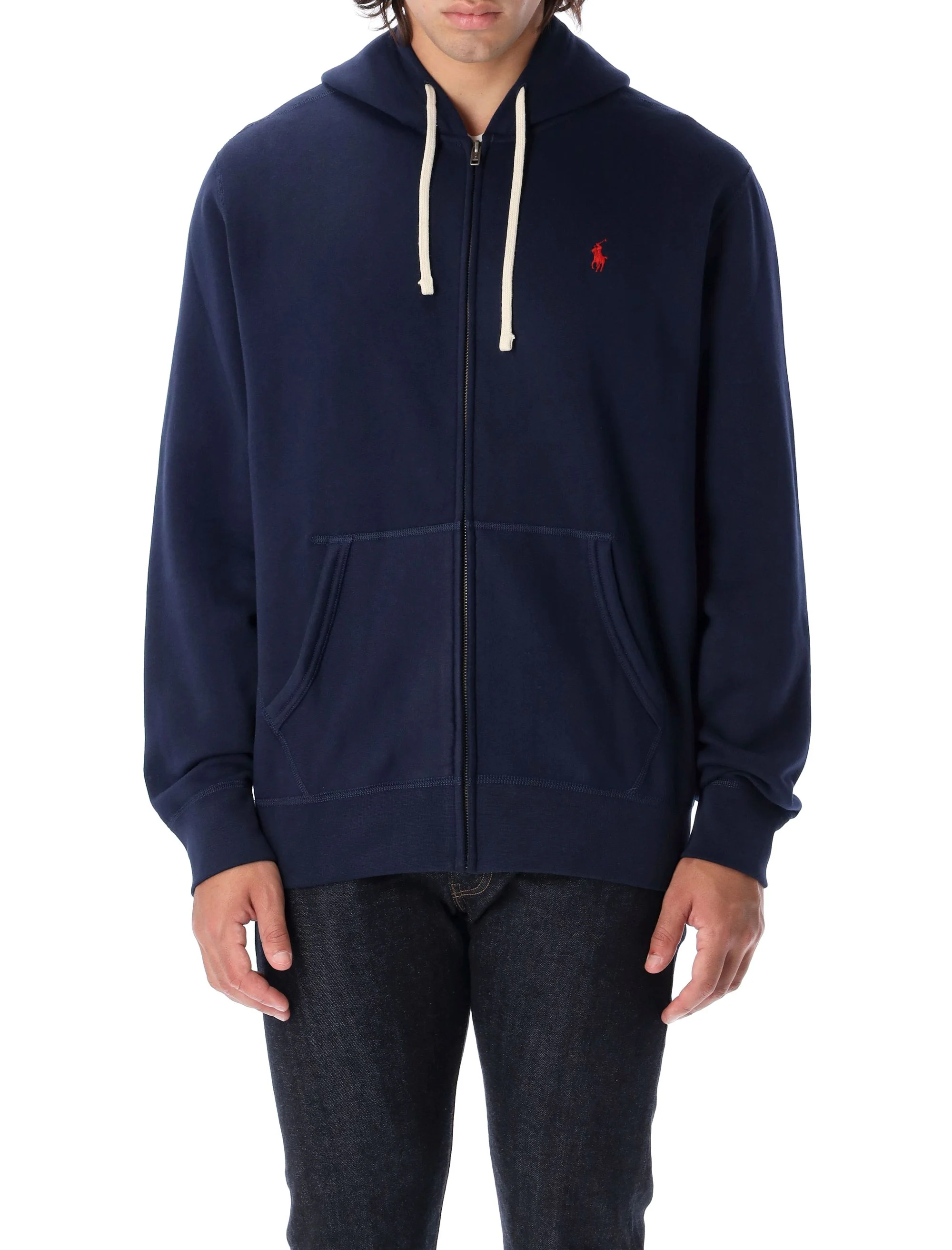 Polo Ralph Lauren Men's Zip Hoodie with Adjustable Drawstring Hood - Size L
