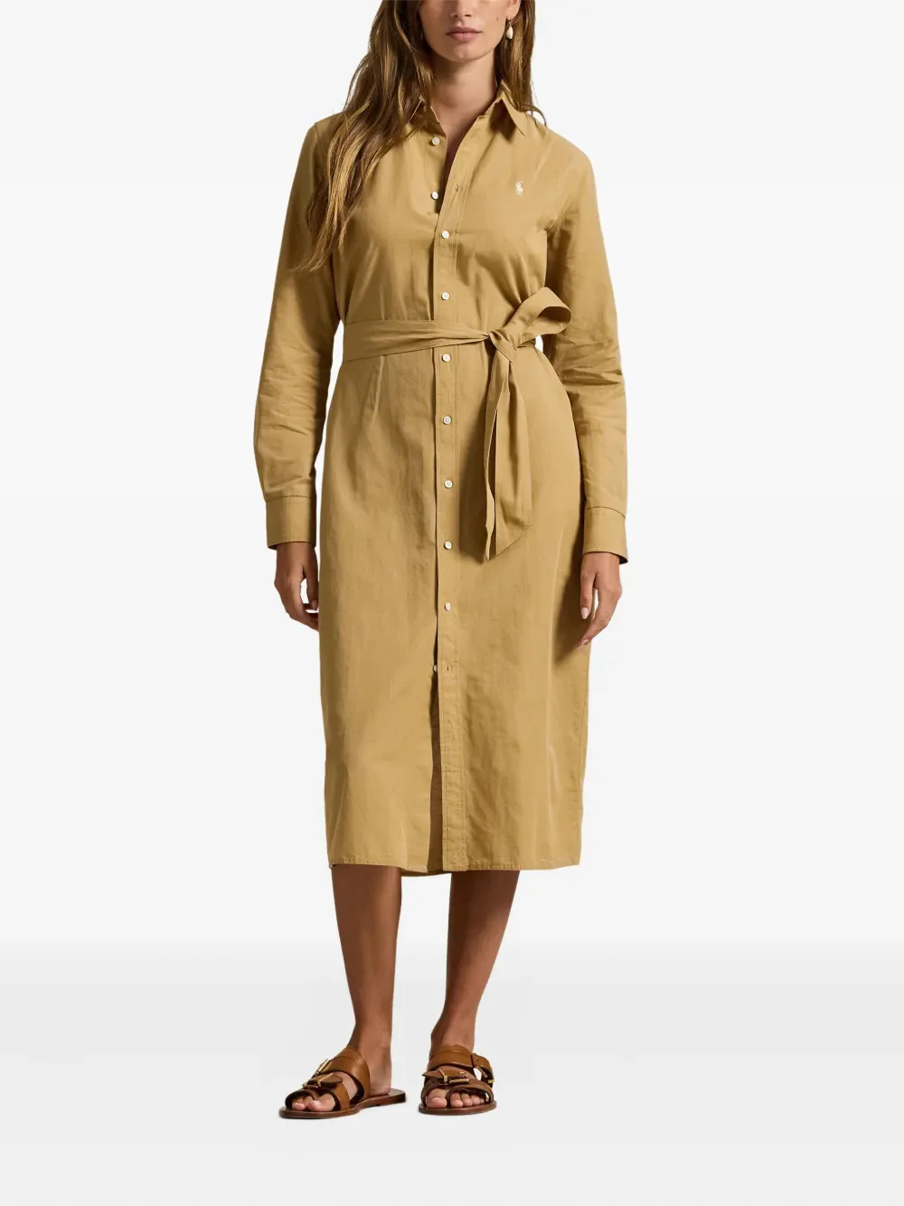 Polo Ralph Lauren Pointed Collar Shirt Dress with Self-Fabric Belt - Size 40 - Image 2