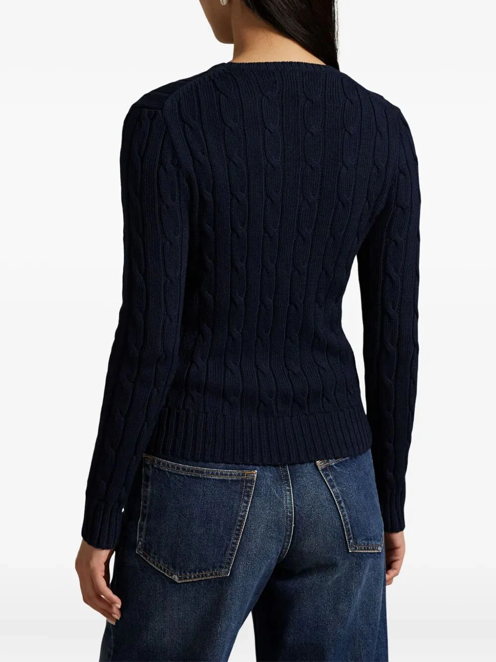 Polo Ralph Lauren Slim Fit Cable Knit Crew Neck Sweater - Hip Length - Image 3